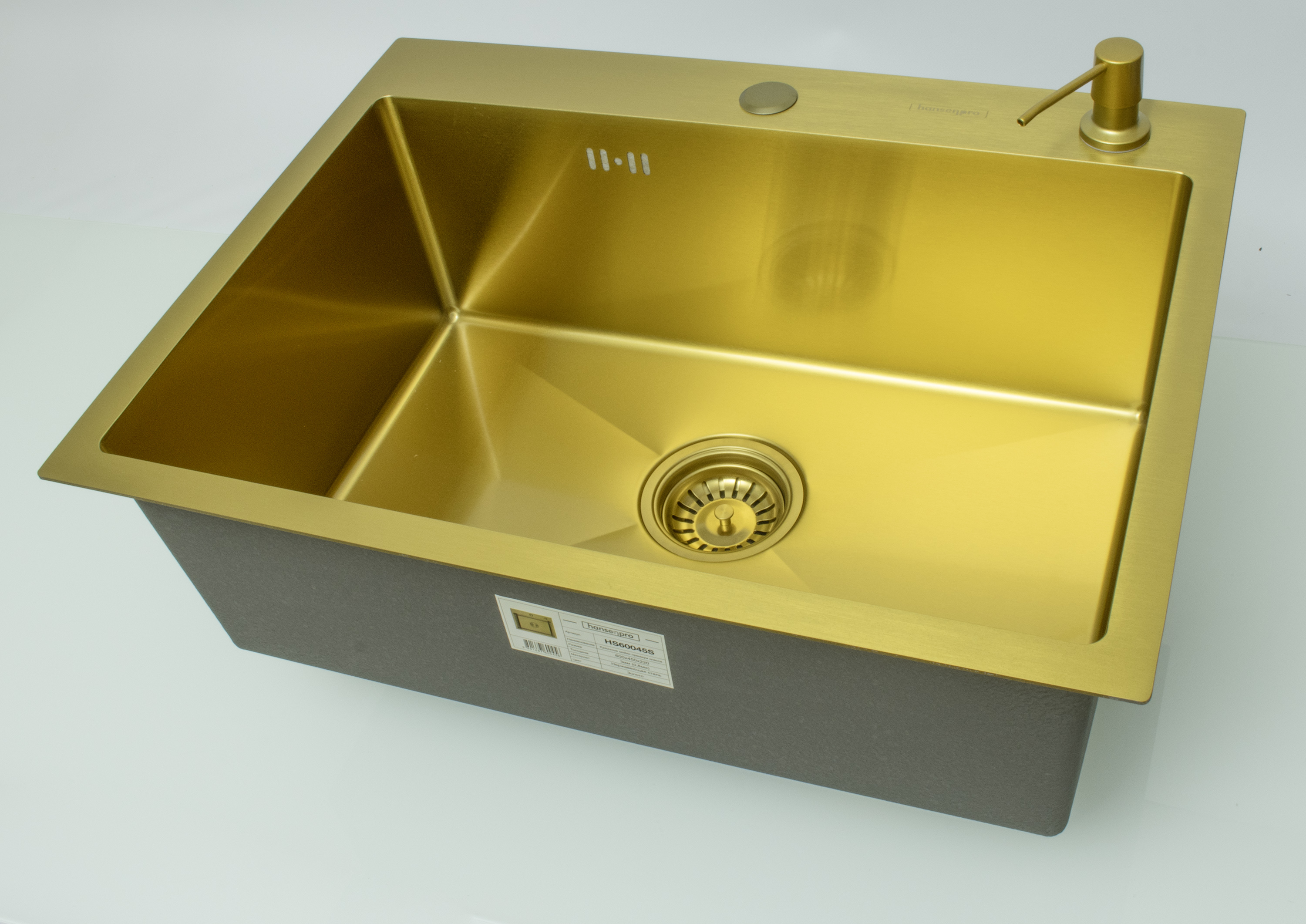 Мойка НЕРЖ  60х45  (МАТ. ЗОЛОТО) с дозатором HANSEN  (2/1шт)