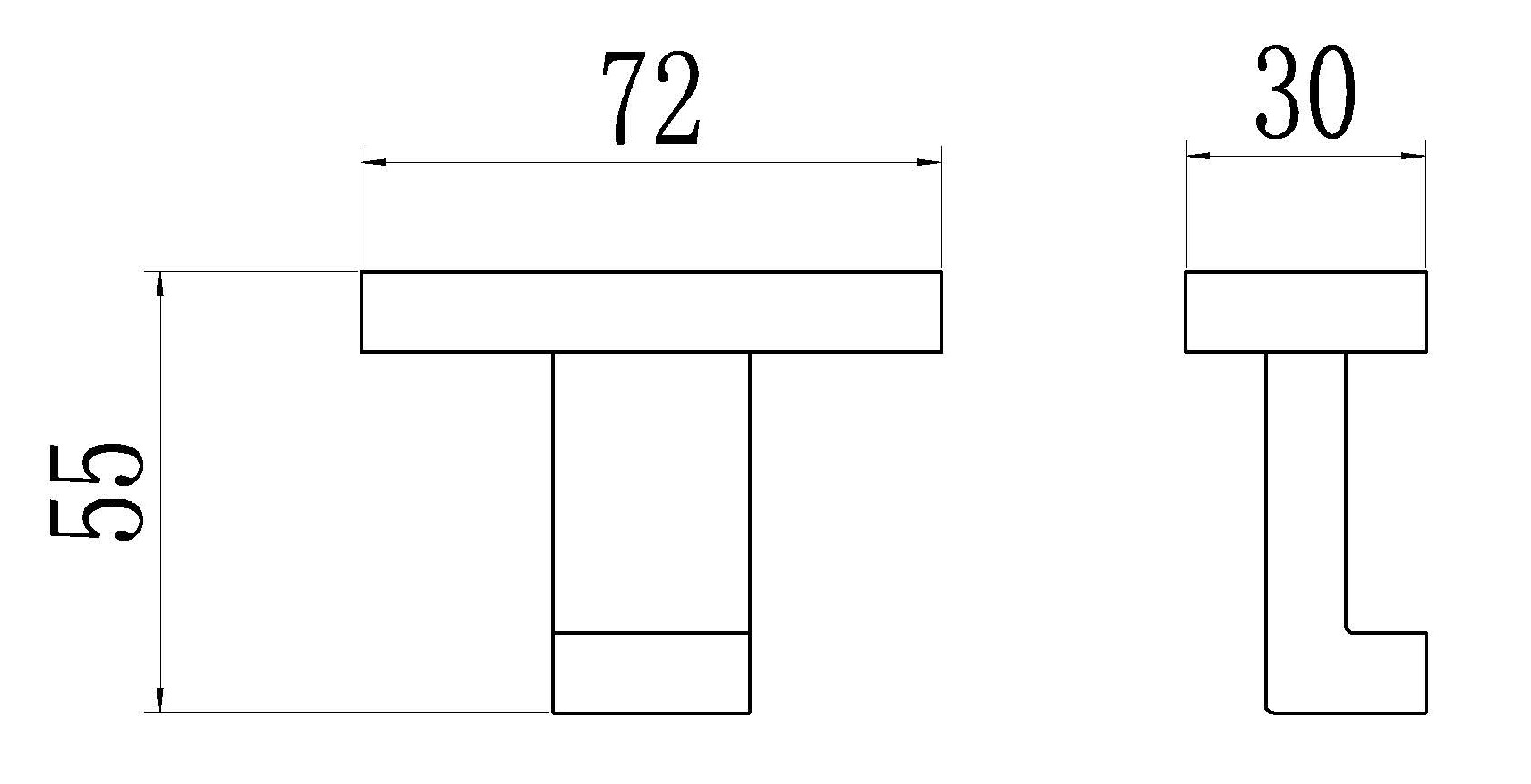 88051-C Крючок одинарный (ЧЕРНЫЙ)  GANZER  (20/1шт)