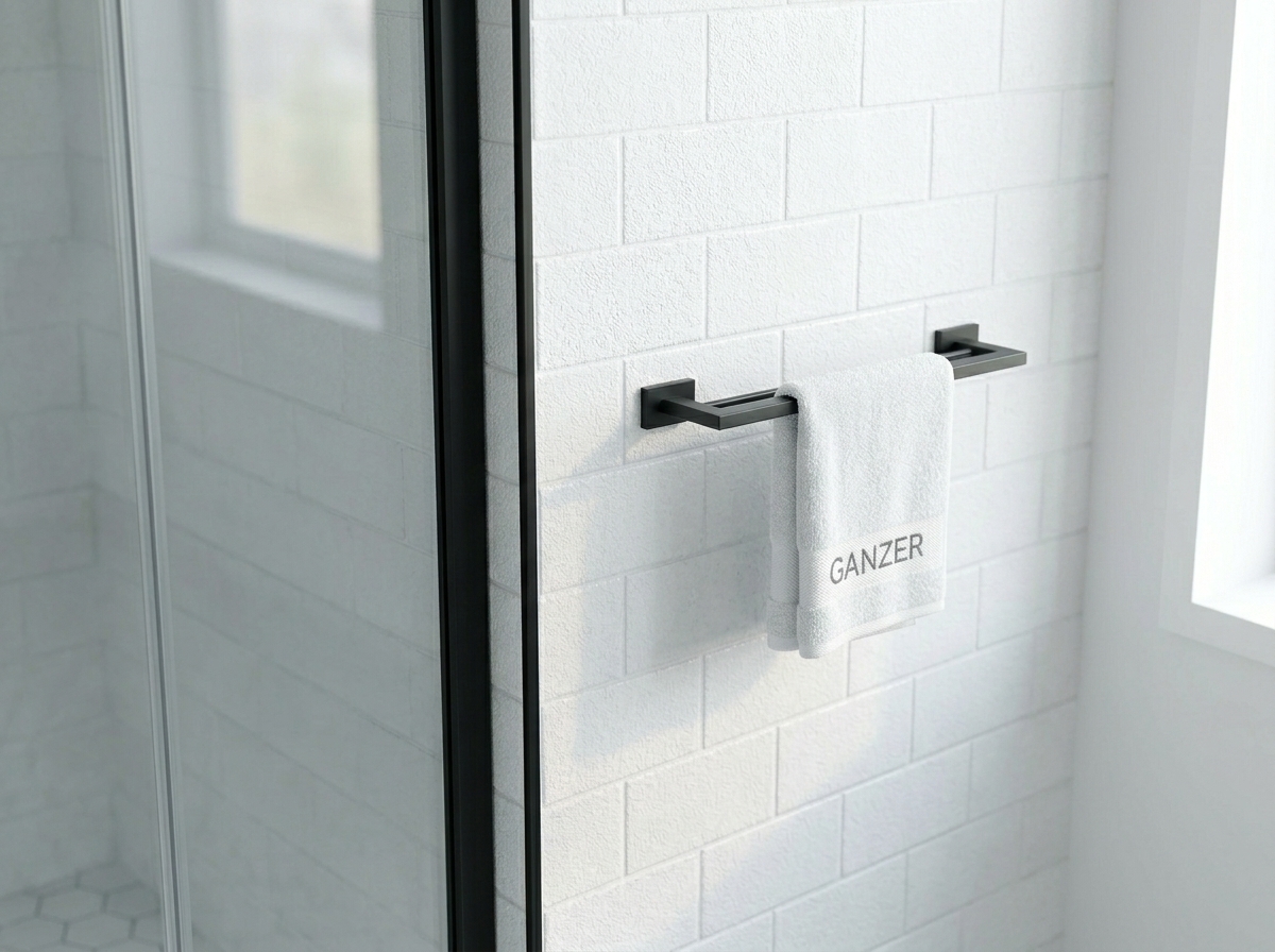 88071-C Держатель 2-ой для полотенца 55 см. (ЧЕРНЫЙ) GANZER (10/1шт)