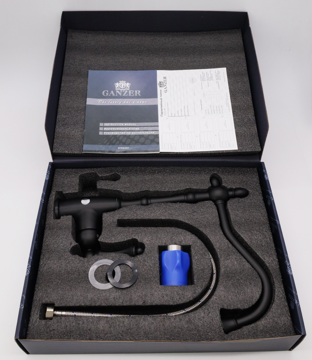 77021-C Смеситель однорычажный для кухни (черный)  GANZER  (6/1шт) Л/К