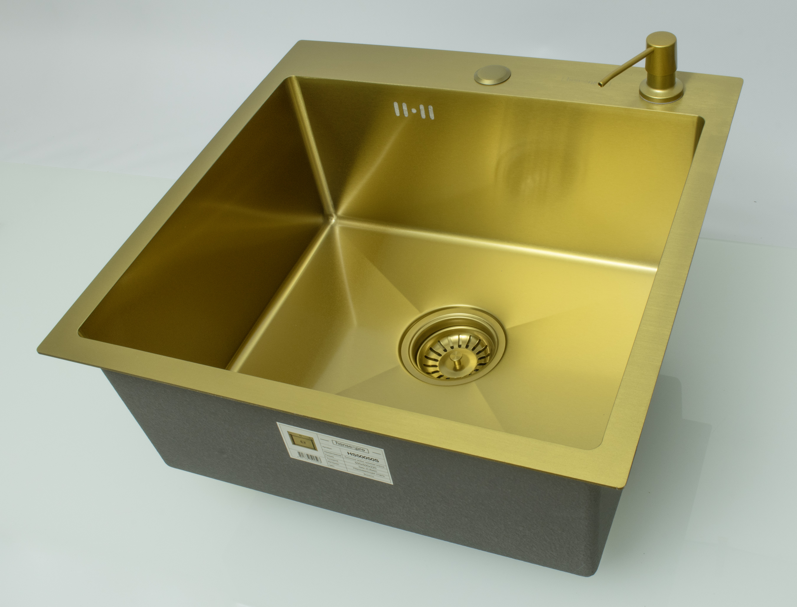 Мойка НЕРЖ  50х50  (МАТ. ЗОЛОТО) с дозатором  HANSEN  (1шт)