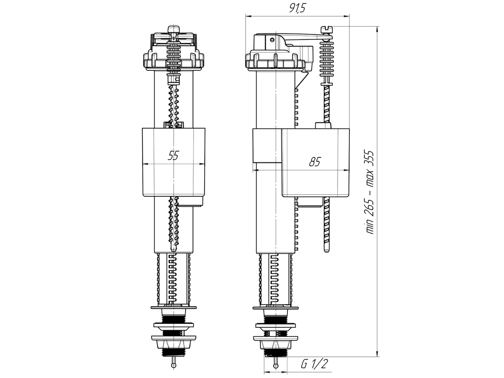 АНИ  WС5510  Клапан нижняя 1/2", штуцер-пластик  (30/1шт)