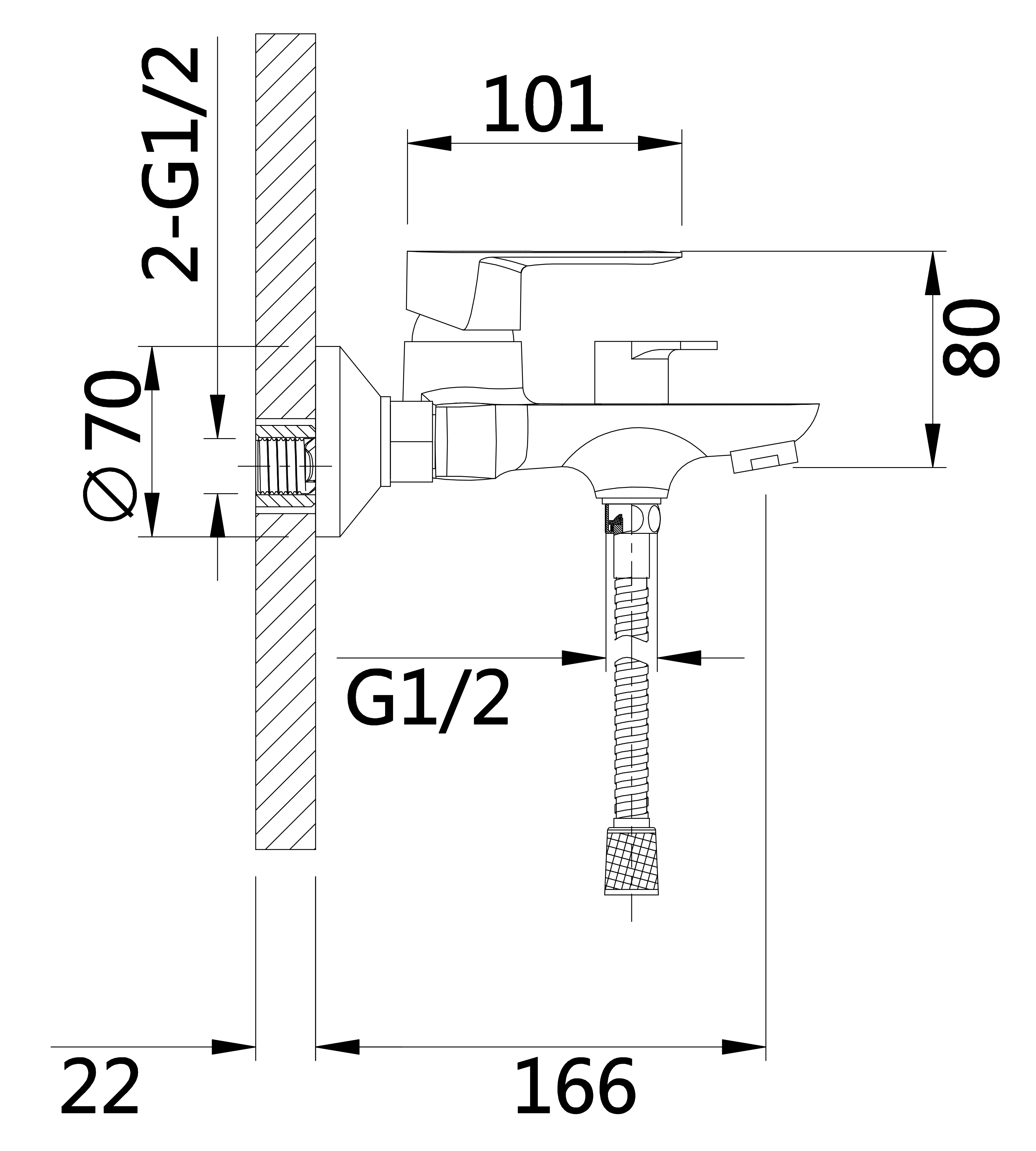 30018 Смеситель для ванны (ХРОМ) HANSEN (10/1шт)