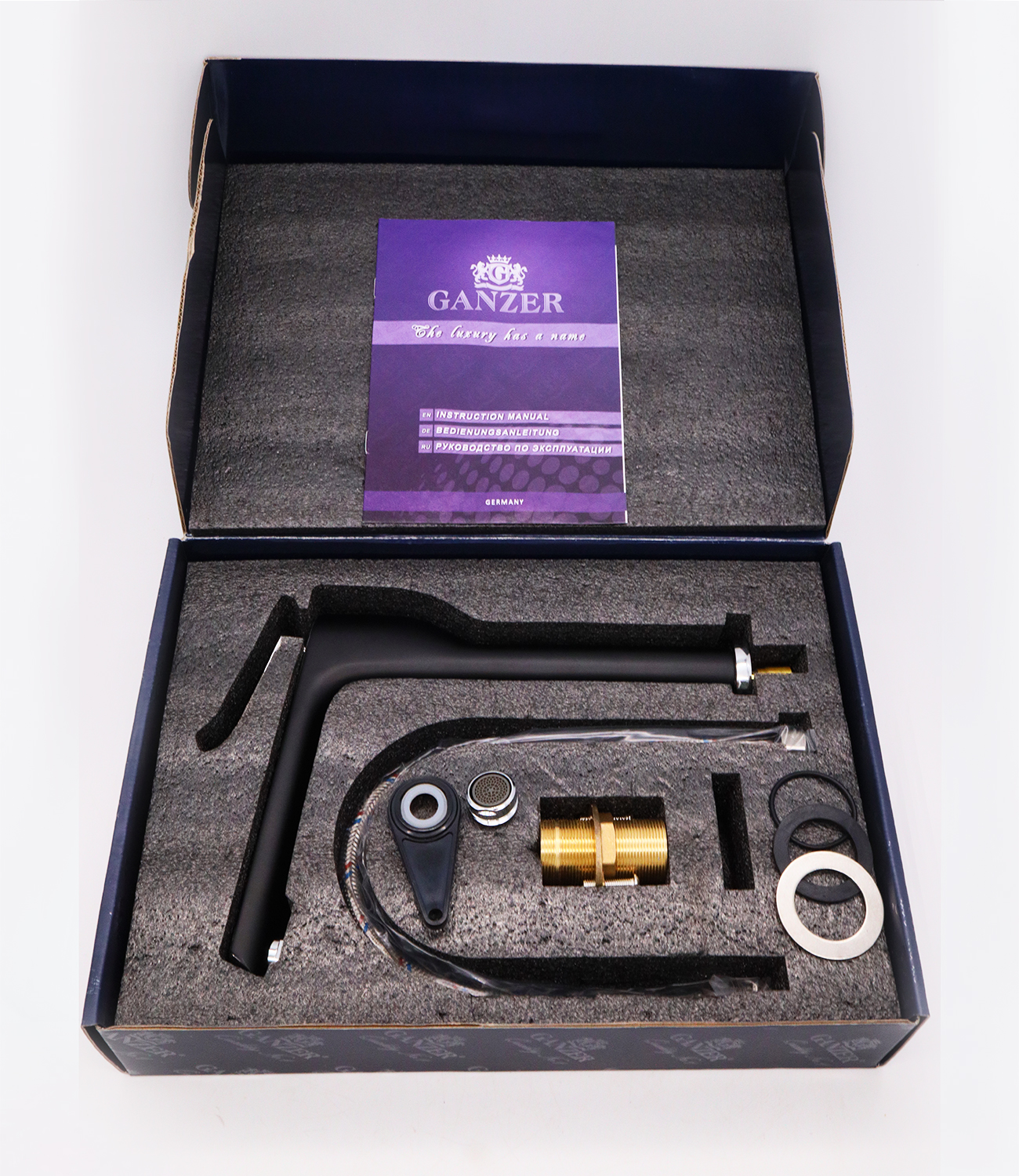 20012-C Смес. для раковины/чаши (Черный/?? "GANZER" (8/1шт)  Л/К