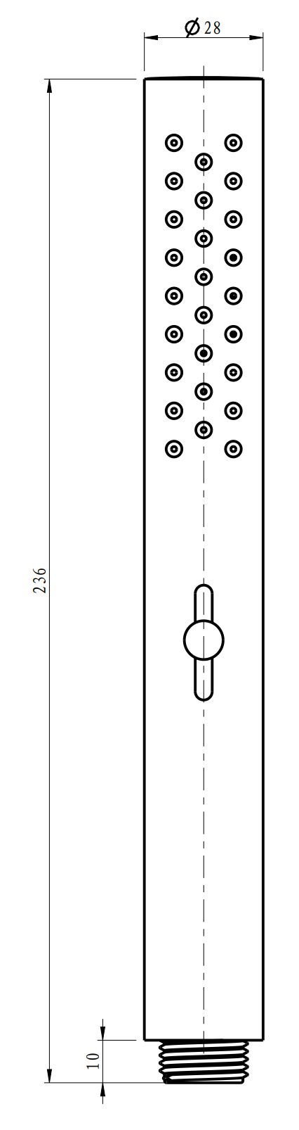 2003-C Лейка для душа, 2 функции, трубчатый (ЧЕРНЫЙ) GANZER  (100/1шт)