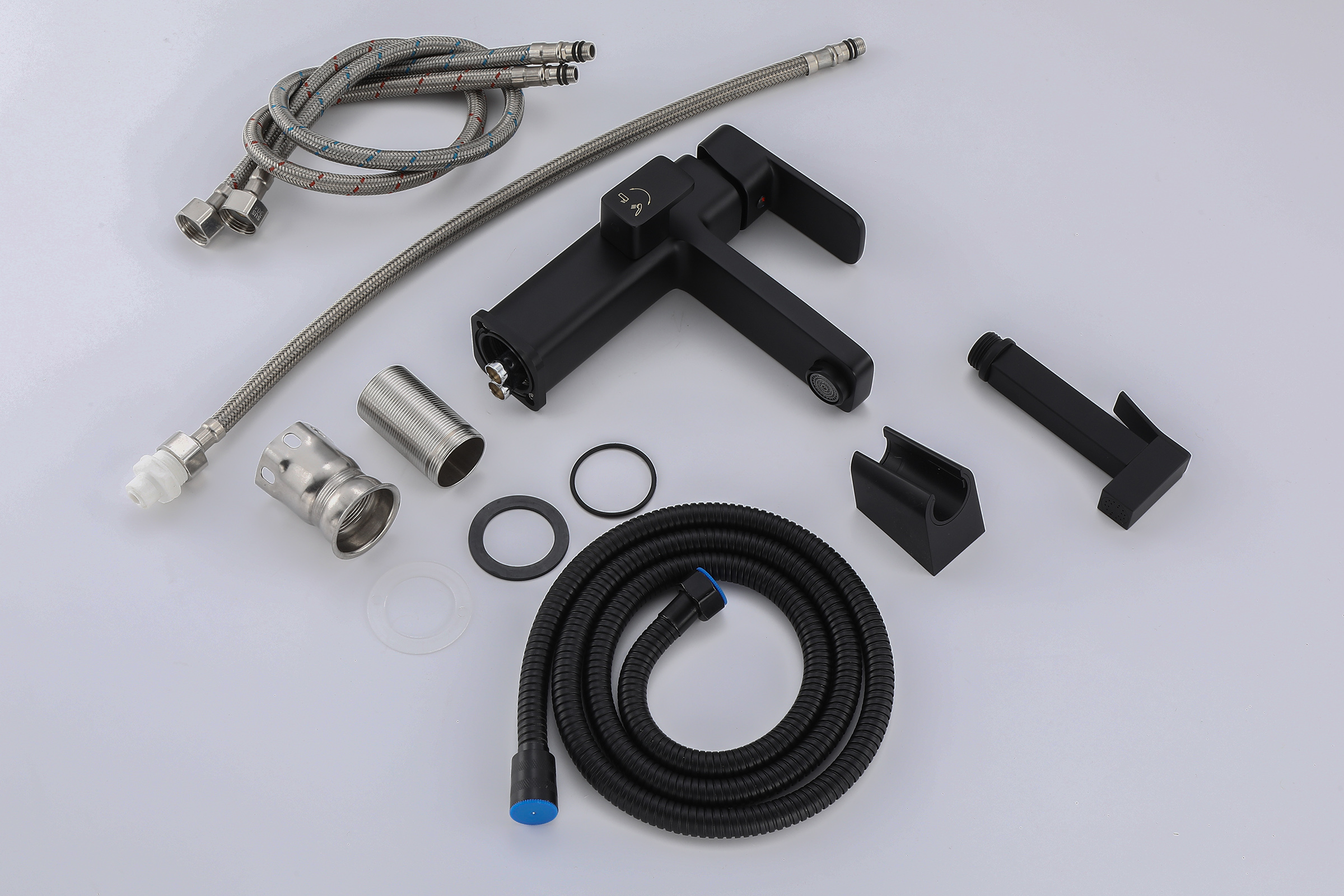 12053-C Смеситель для умыв. с под. гиг. лейки (ЧЕРНЫЙ)  GANZER  (10/1шт) Л/К