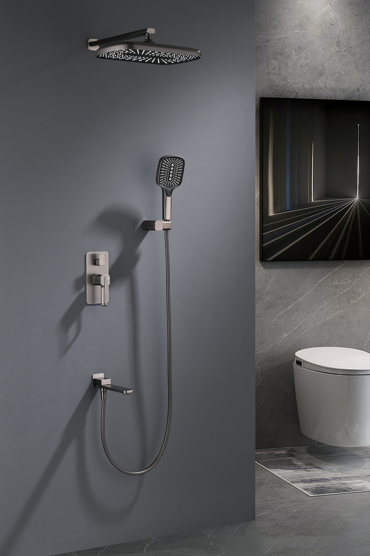 12165-Q Смеситель встраиваемый для душа с 3-функ. (ГРАФИТ) GANZER (6/1шт)