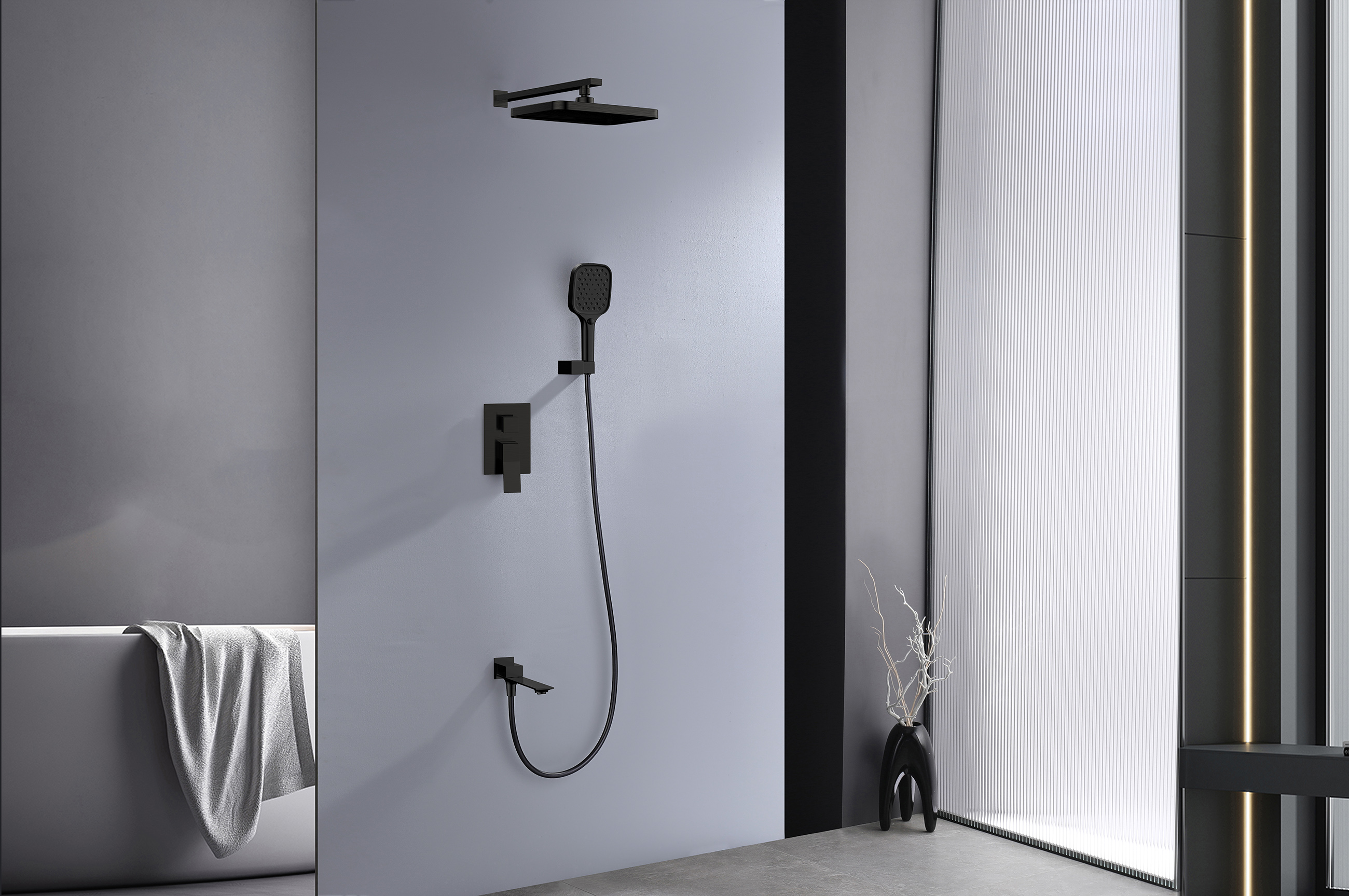 05165-C Смеситель встраиваемый для душа с 3-функ. (ЧЕРНЫЙ) GANZER (6/1шт)