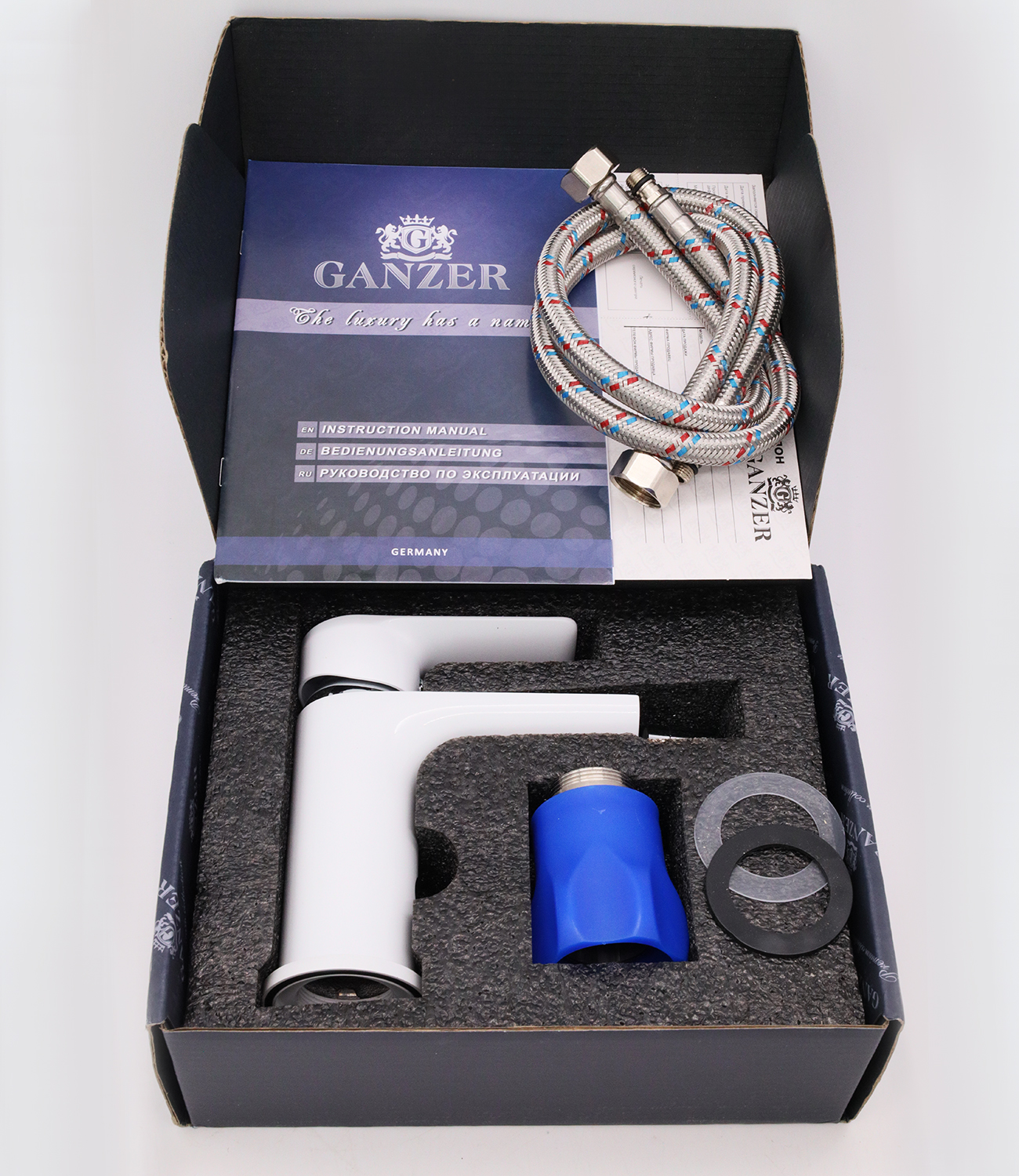 21051-F Смеситель для биде (бел.+хром) "GANZER"  (10/1шт) Л/К