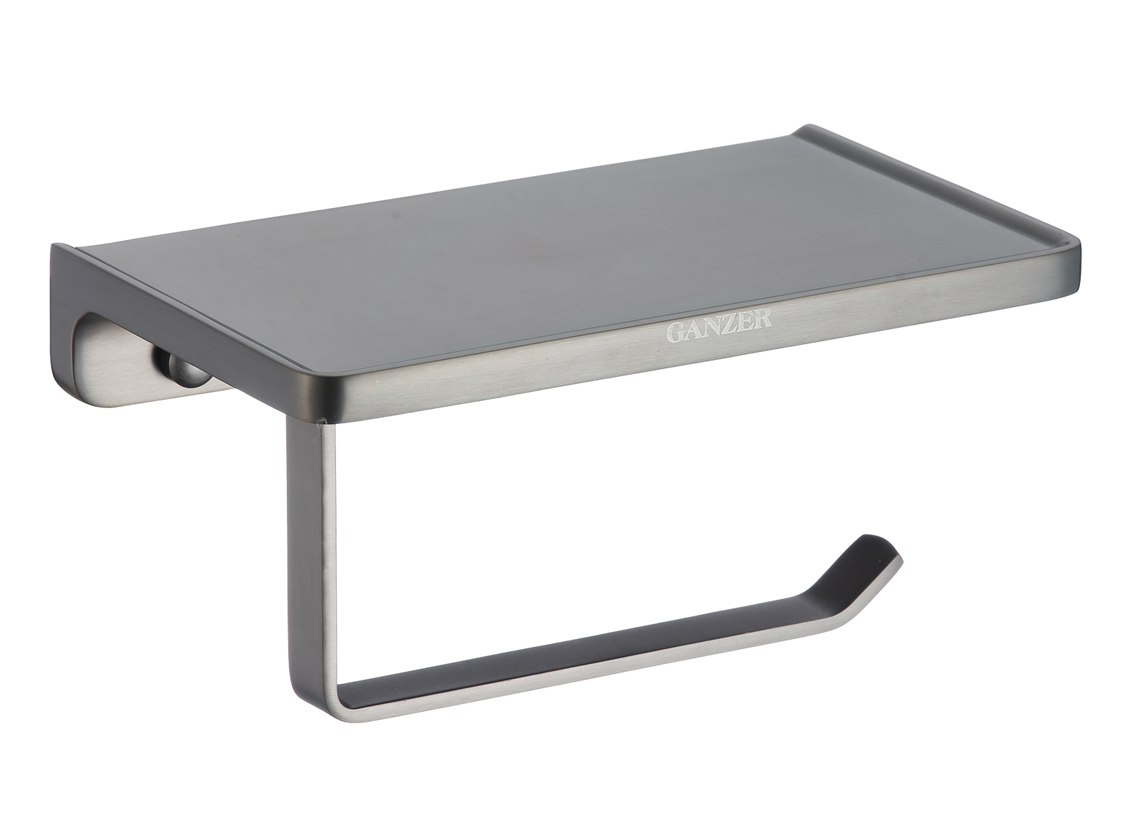 88034-Q Держатель для туалетной бумаги с полкой (ГРАФИТ) GANZER  (20/1шт)
