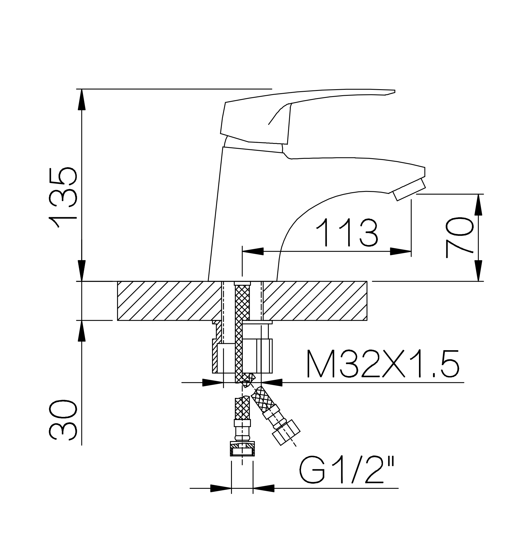 10030 Смеситель для умывальника HANSEN  (10/1шт)
