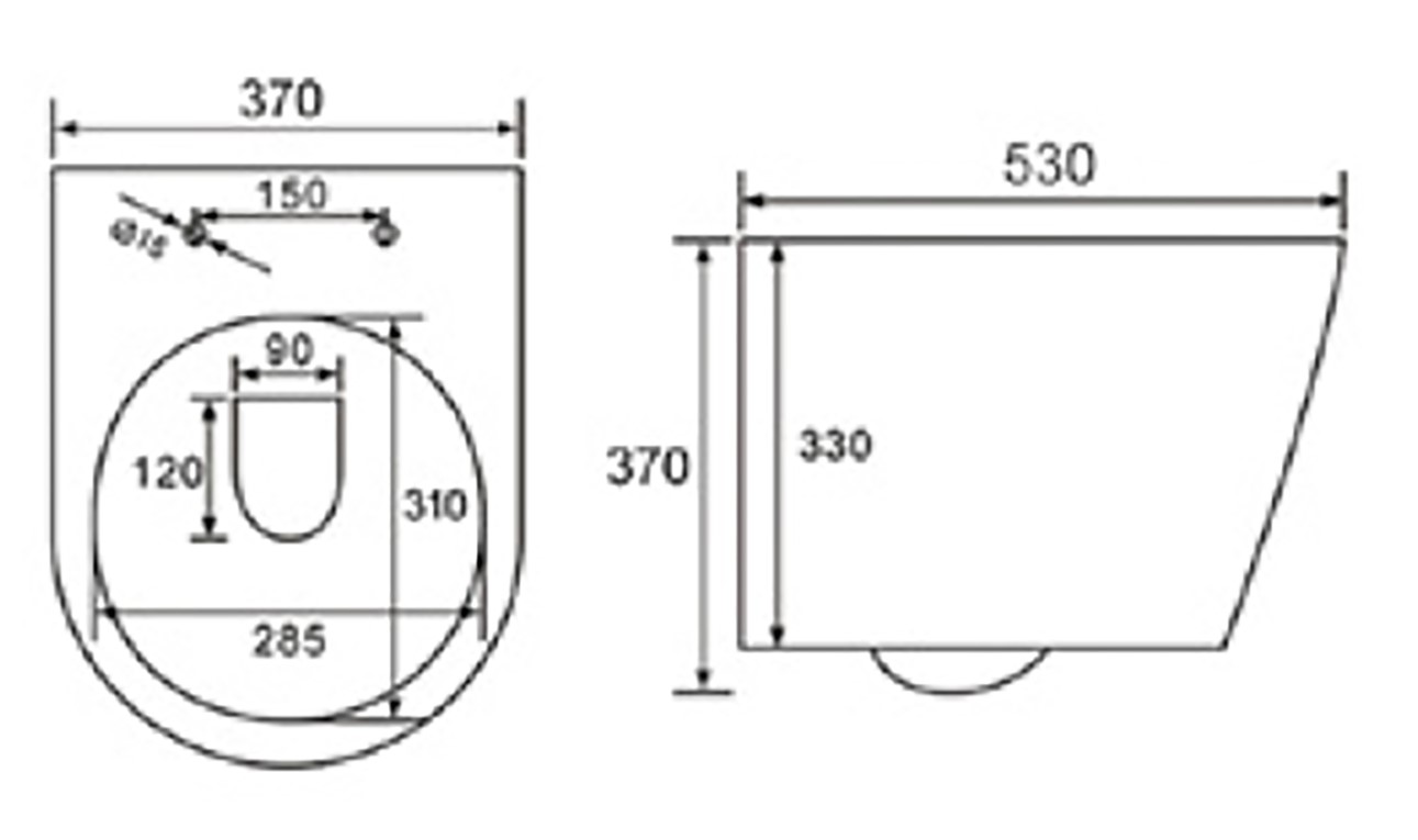 Унитаз подвесной, круглый (ЧЕРНЫЙ МАТ.)  GANZER