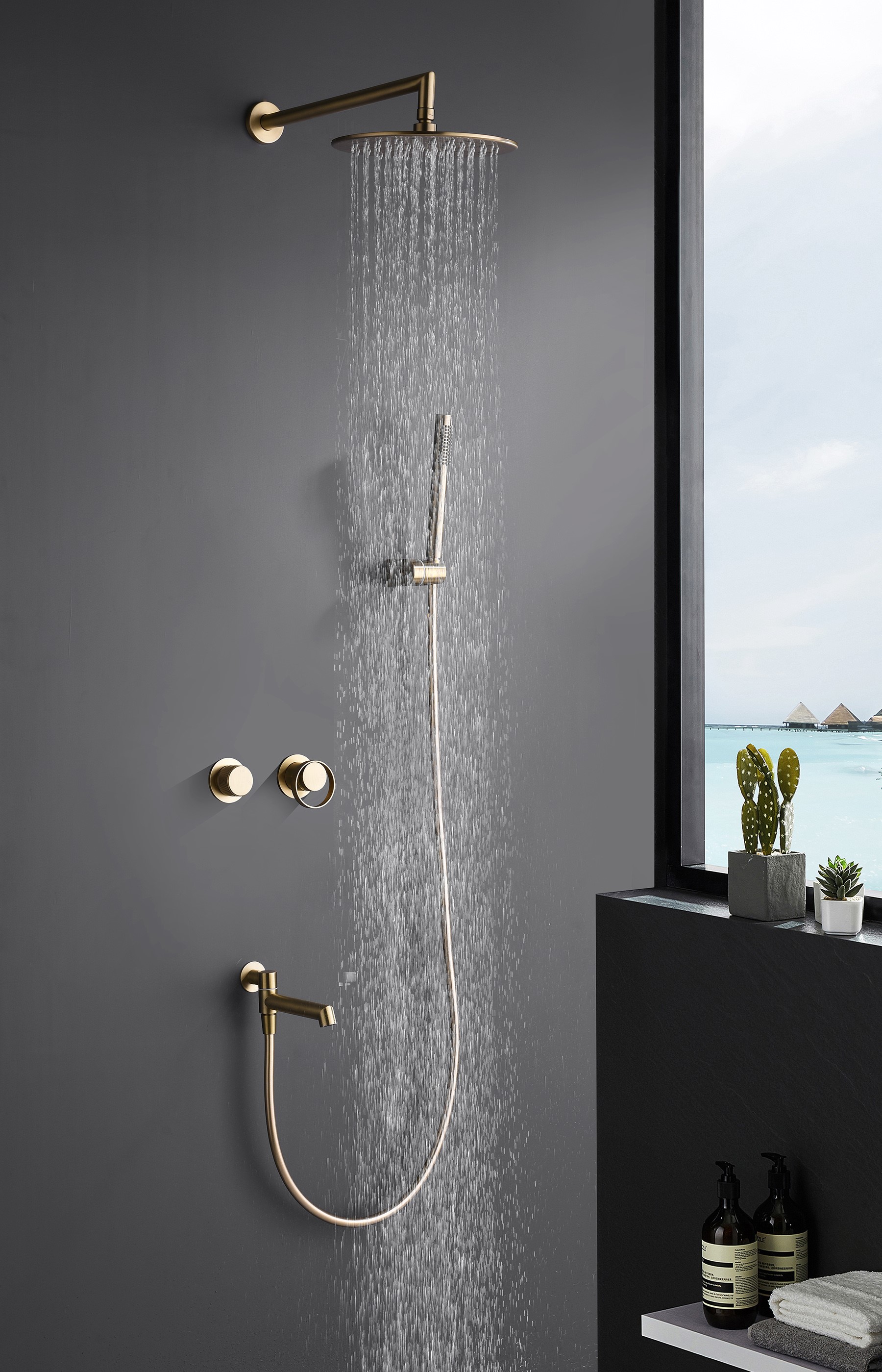 19165-S Смеситель встраиваемый для душа с 3-функ. (Мат. Золото) GANZER (6/1шт)