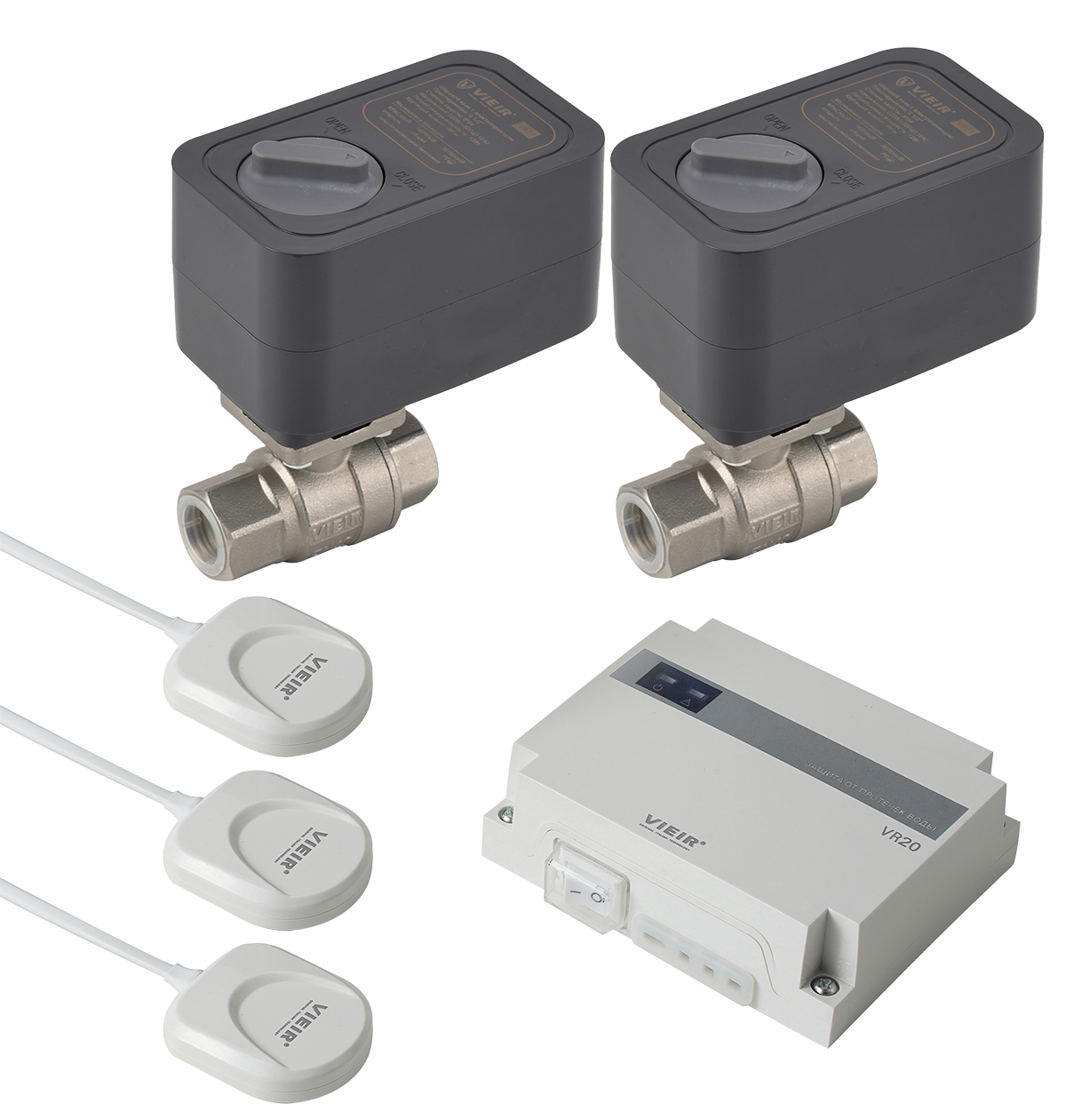 Система контроля протечки воды с проводными датчиками 3/4  ViEiR  (4/1шт)