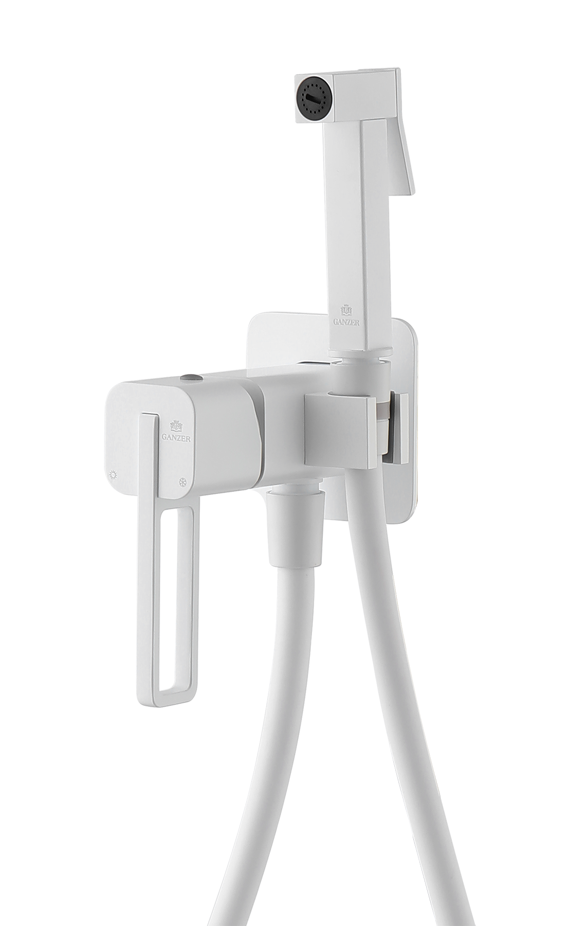12157-F Смеситель встраиваемый с ГИГ. душем (БЕЛЫЙ) GANZER (10/1шт)