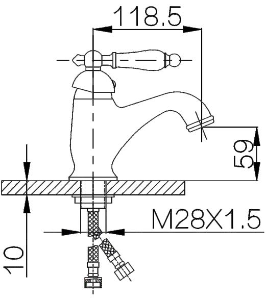 10077-D Смеситель для умыв. (БРОНЗА) HANSEN  (10/1шт)