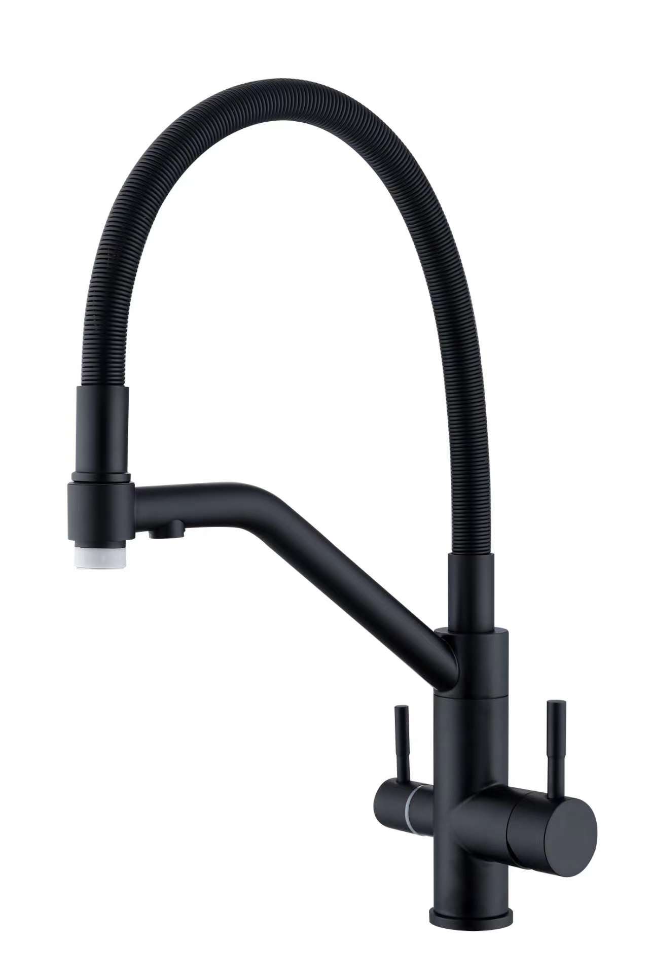 15056-C Смес. для кухни с гиб шланг и под фильт (ЧЕРНЫЙ) HANSEN (8/1шт)