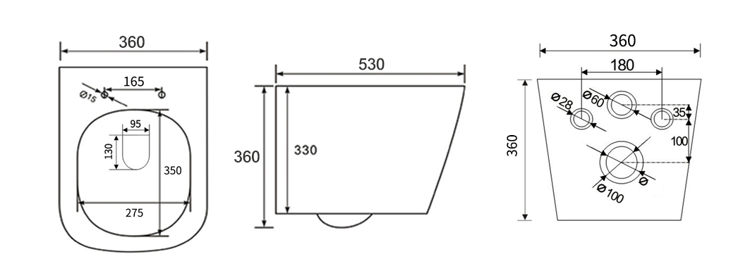 Унитаз подвесной, круглый (БЕЛЫЙ)  GANZER