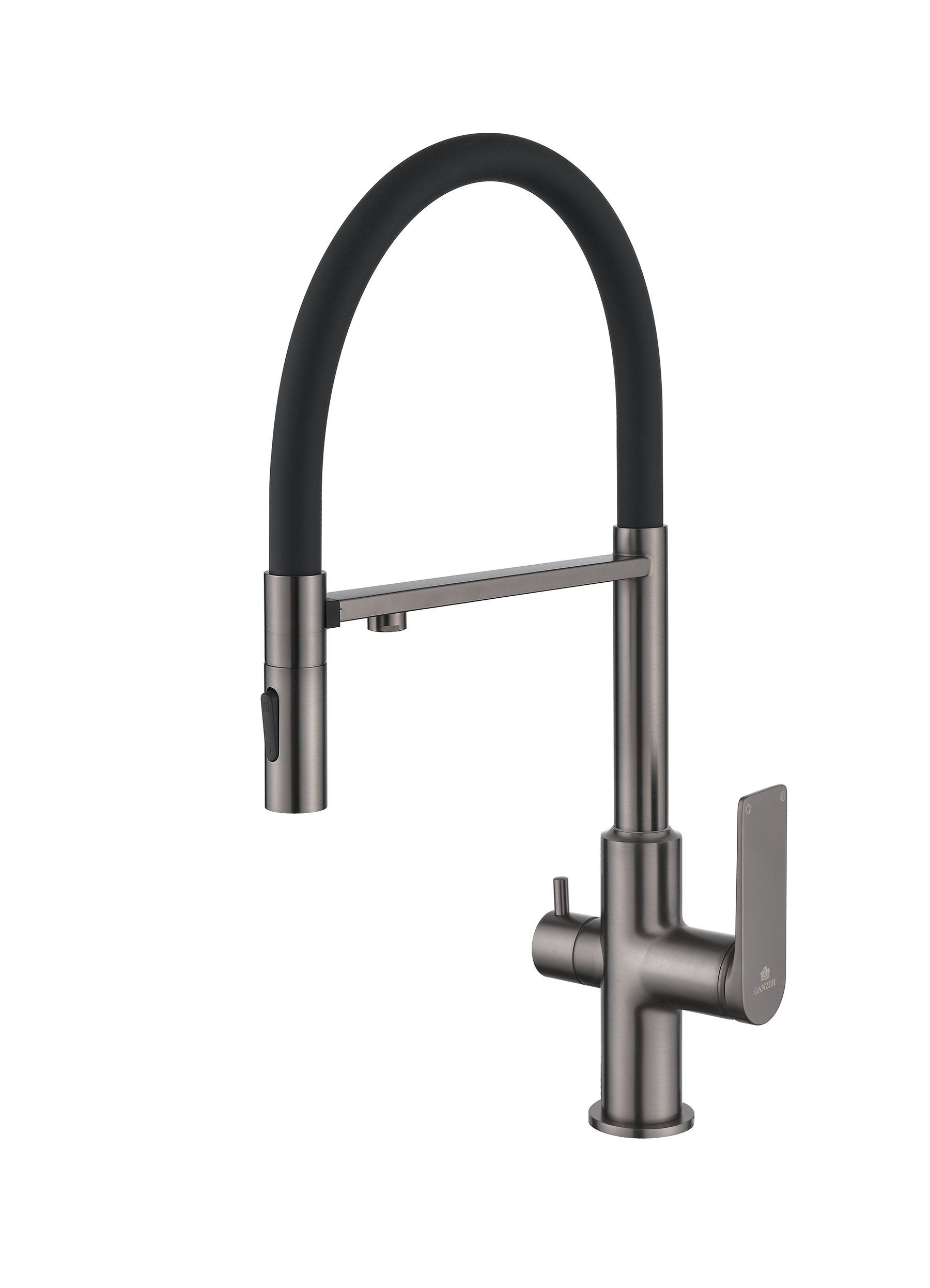 07127-Q Смес. для кухни с гиб МАГ. изл. и под. фильт. (ГРАФИТ+ЧЕР.) GANZER (10/1шт)