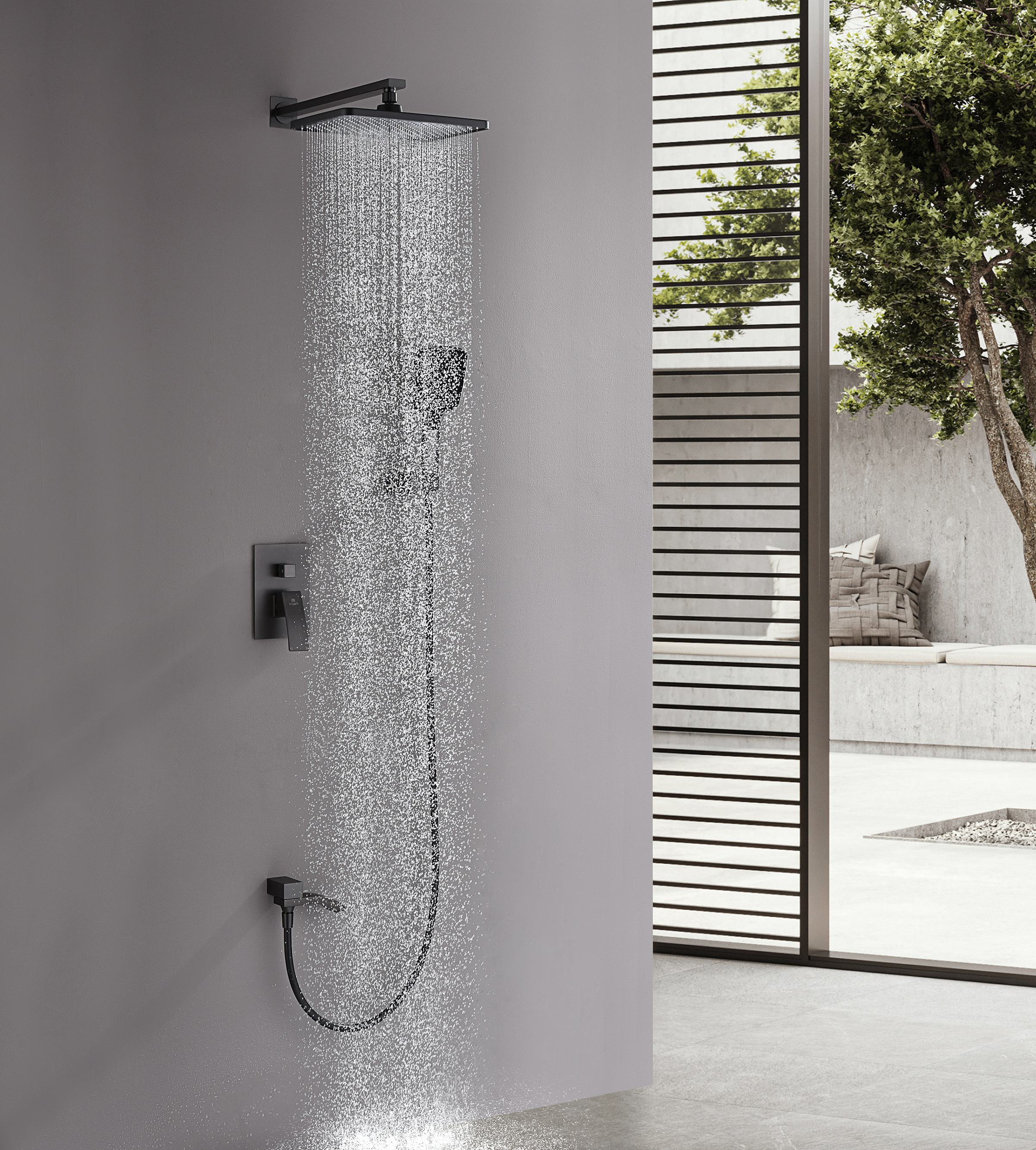 44165-Q Смеситель встраиваемый для душа с 3-функ. (ГРАФИТ) GANZER (6/1шт)