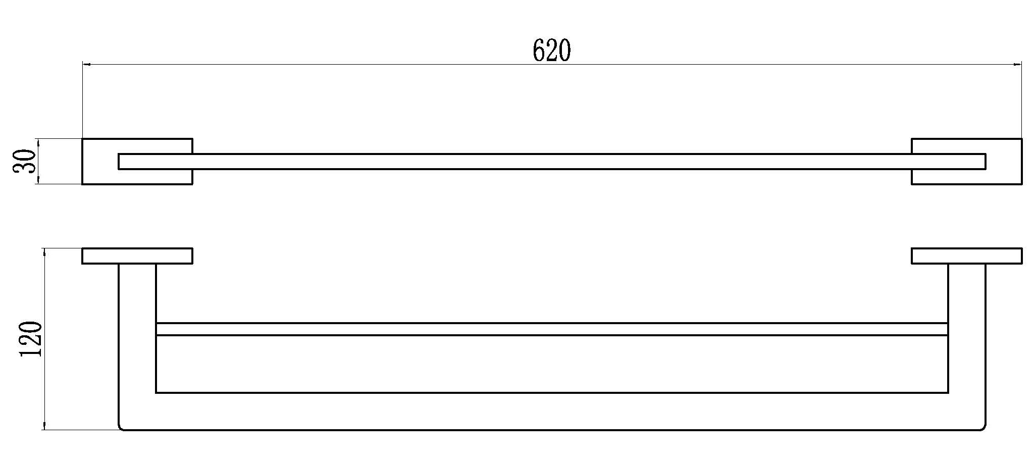 88071-C Держатель 2-ой для полотенца 55 см. (ЧЕРНЫЙ) GANZER (10/1шт)