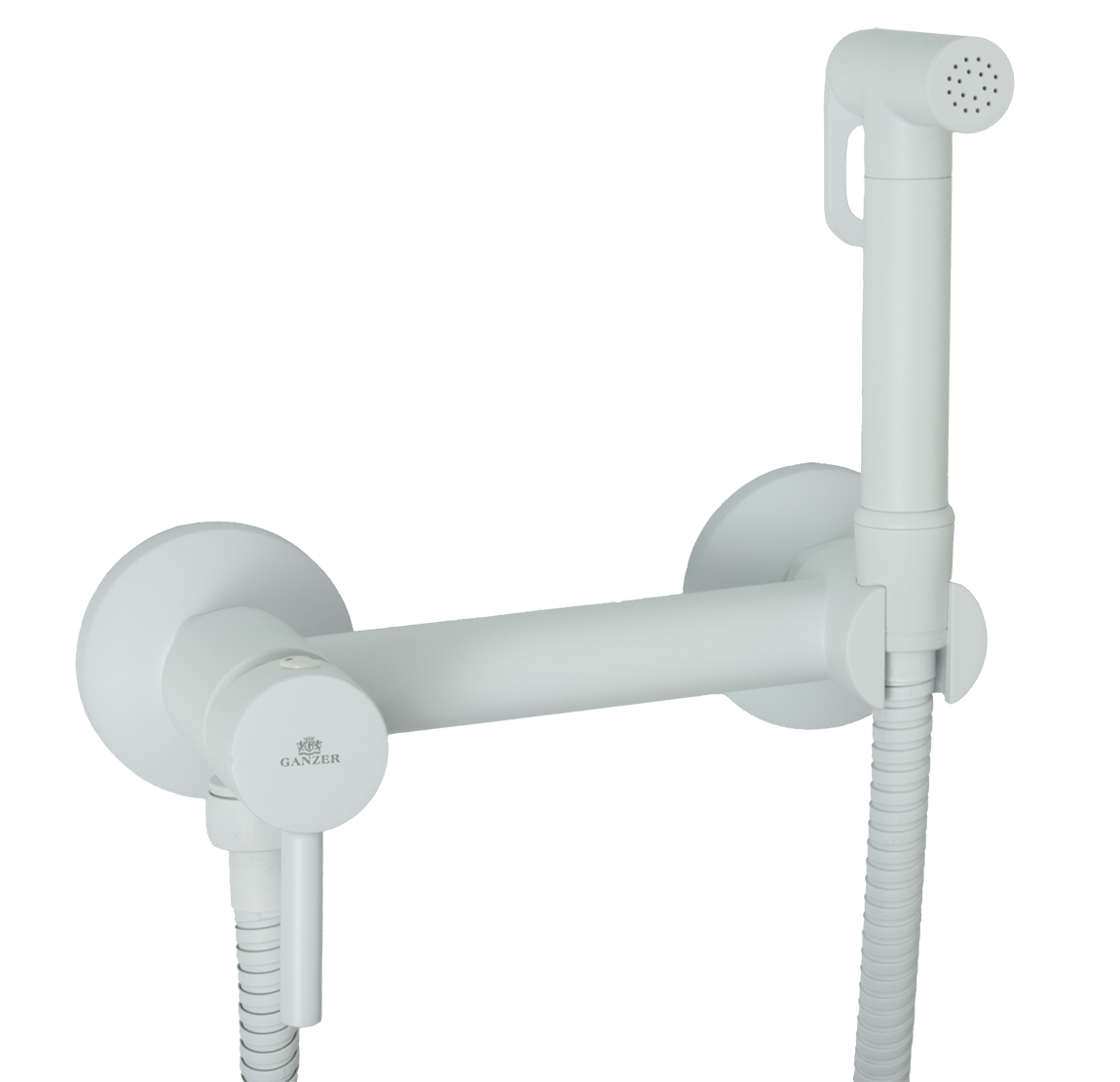 12202-F Set Смеситель для гиг. душа КРУГ (БЕЛЫЙ)  GANZER  (10/1шт)