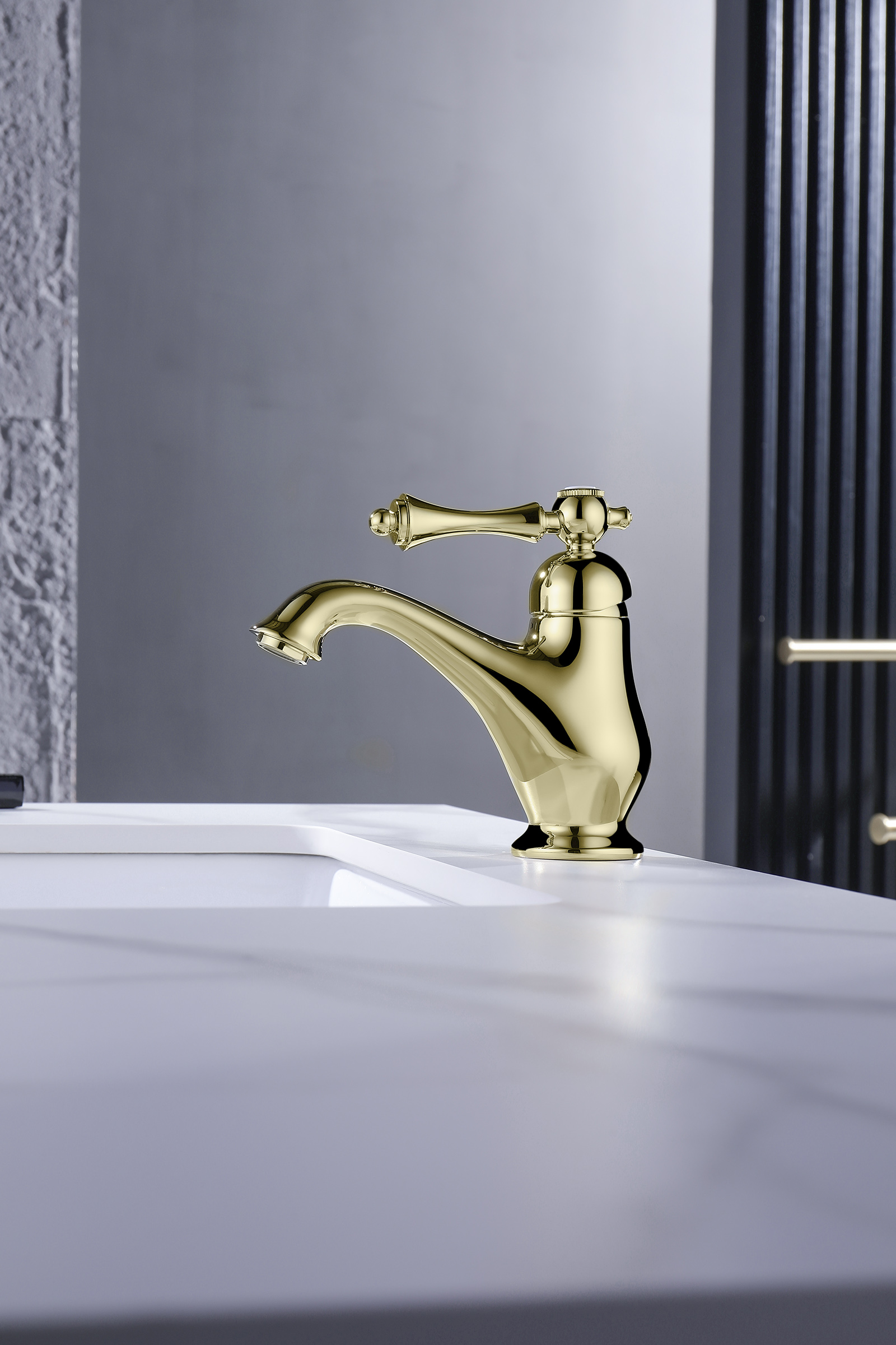 77111-E Смеситель для умывальника  (ЗОЛОТО)  GANZER (10/1шт)