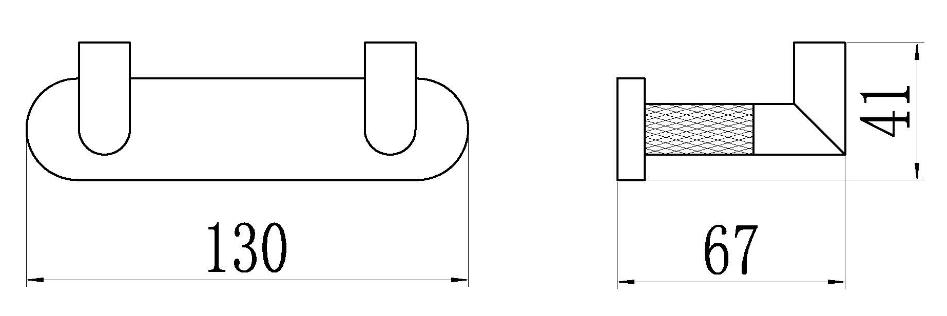 19552-C Крючок двойной для полотенец (ЧЕРНЫЙ) GANZER  (20/1шт)
