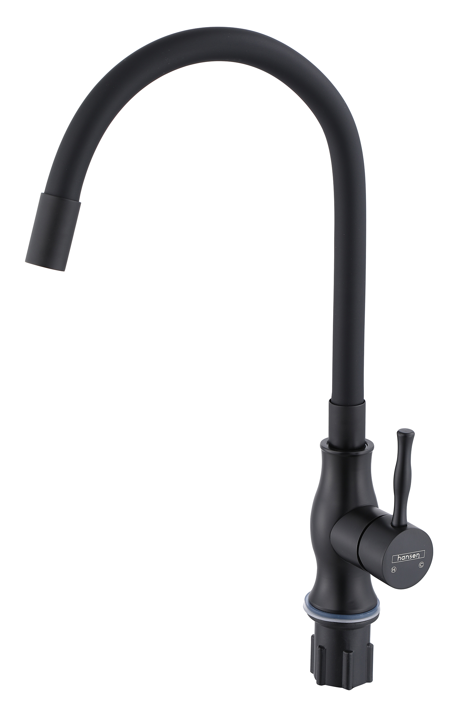 59032-CC Смес. из НЕРЖ. для кух. (ЧЕРНЫЙ с гиб. чер. изл.) HANSEN  (10/1шт)