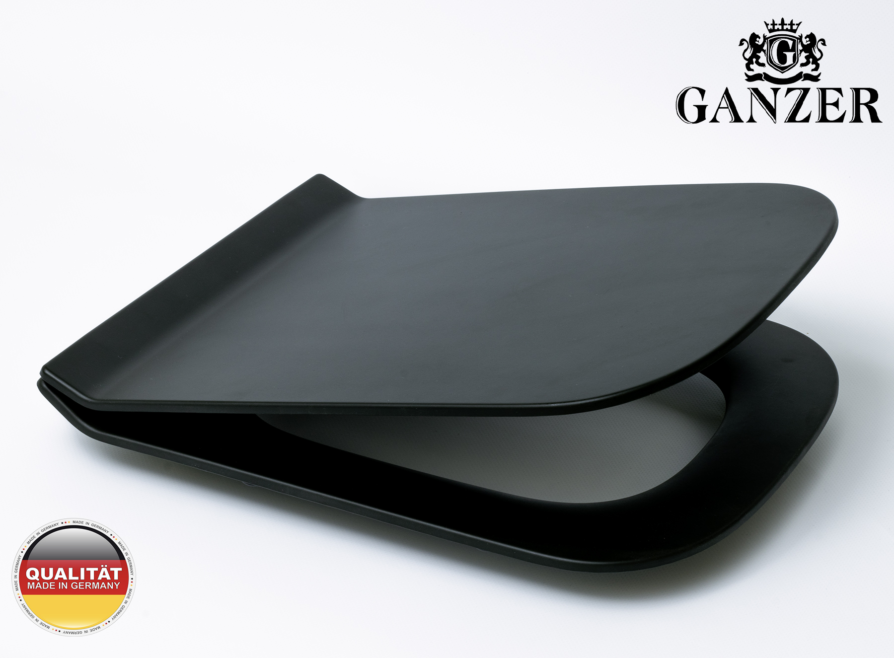 Крышка для унитаза с МИКРО. квадрат (ЧЕРНЫЙ, д.413мм*ш.340мм) GANZER  (5/1шт)