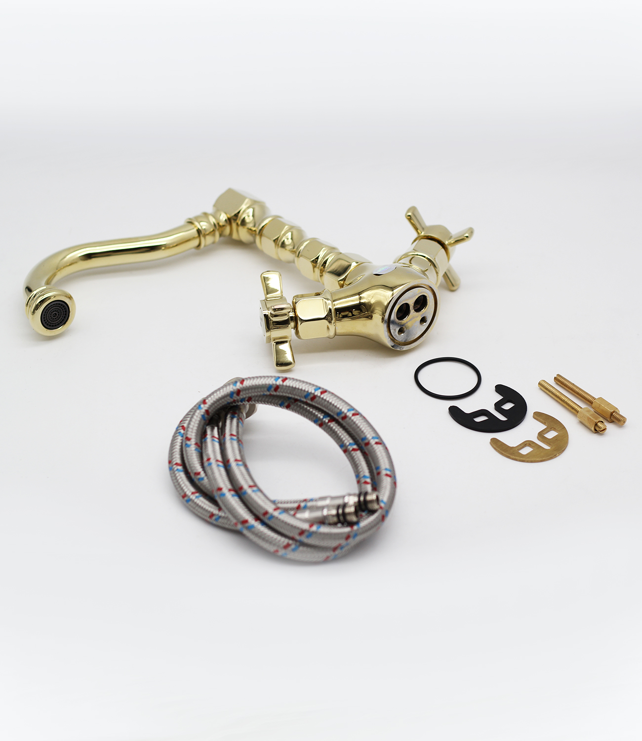 15113-E Смеситель двухвент. для умыв. (ЗОЛОТО)  GANZER (10/1шт)