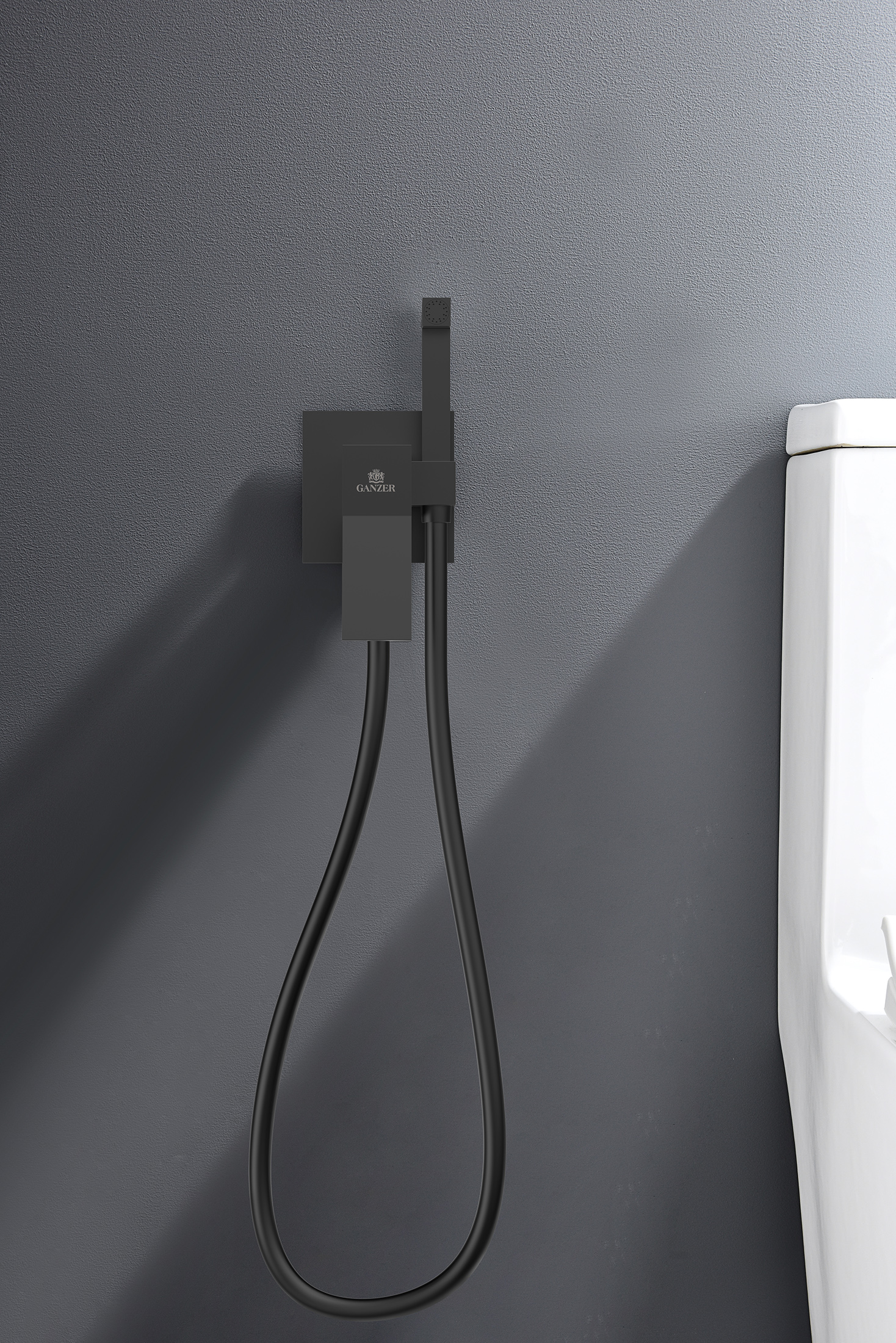 05157-C Смеситель встраиваемый с ГИГ. душом (ЧЕРНЫЙ) GANZER (10/1шт)