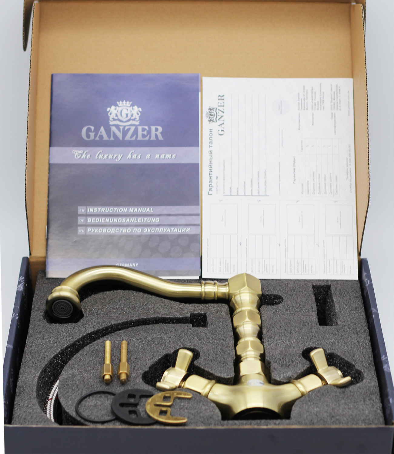 15113-D Смеситель двухвент. для умыв. (БРОНЗА)  GANZER (10/1шт)