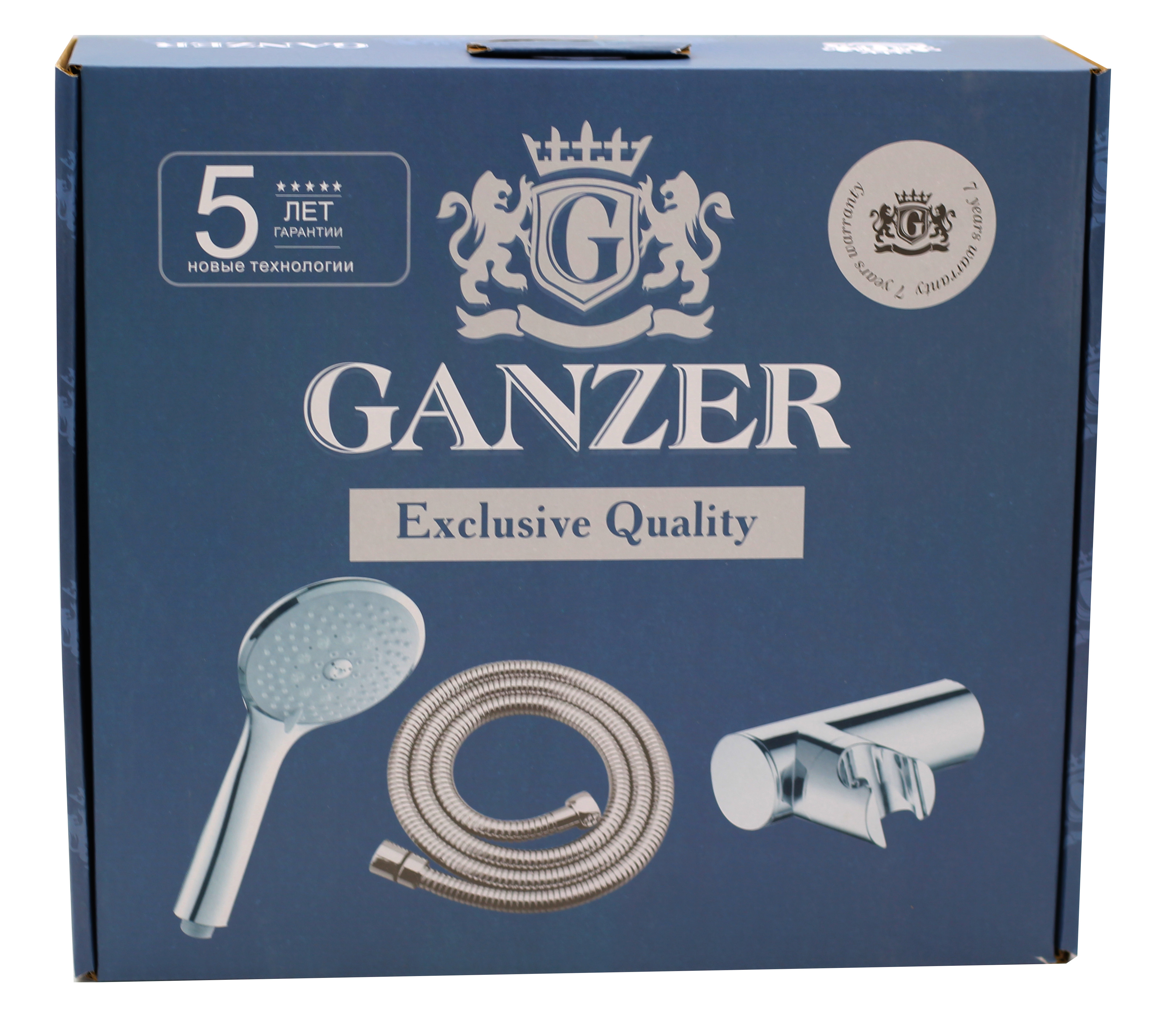 6037 Набор лейка+шланг+держ. (6-функций) GANZER (20/1шт) Л/К