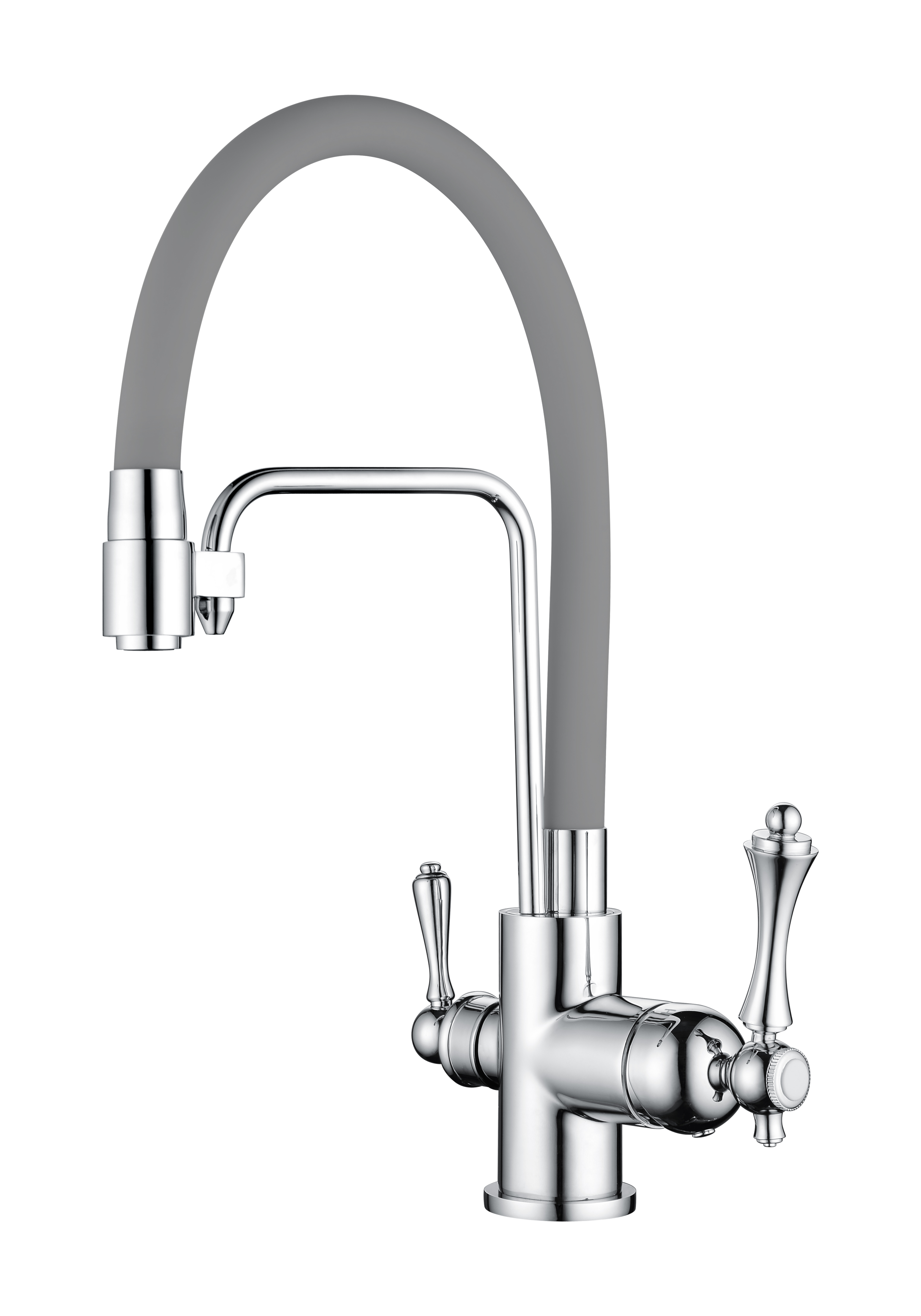 77025-H Смес. для кухни с гибким шлангом и под фильтр (СЕРЫЙ) GANZER (10/1шт)