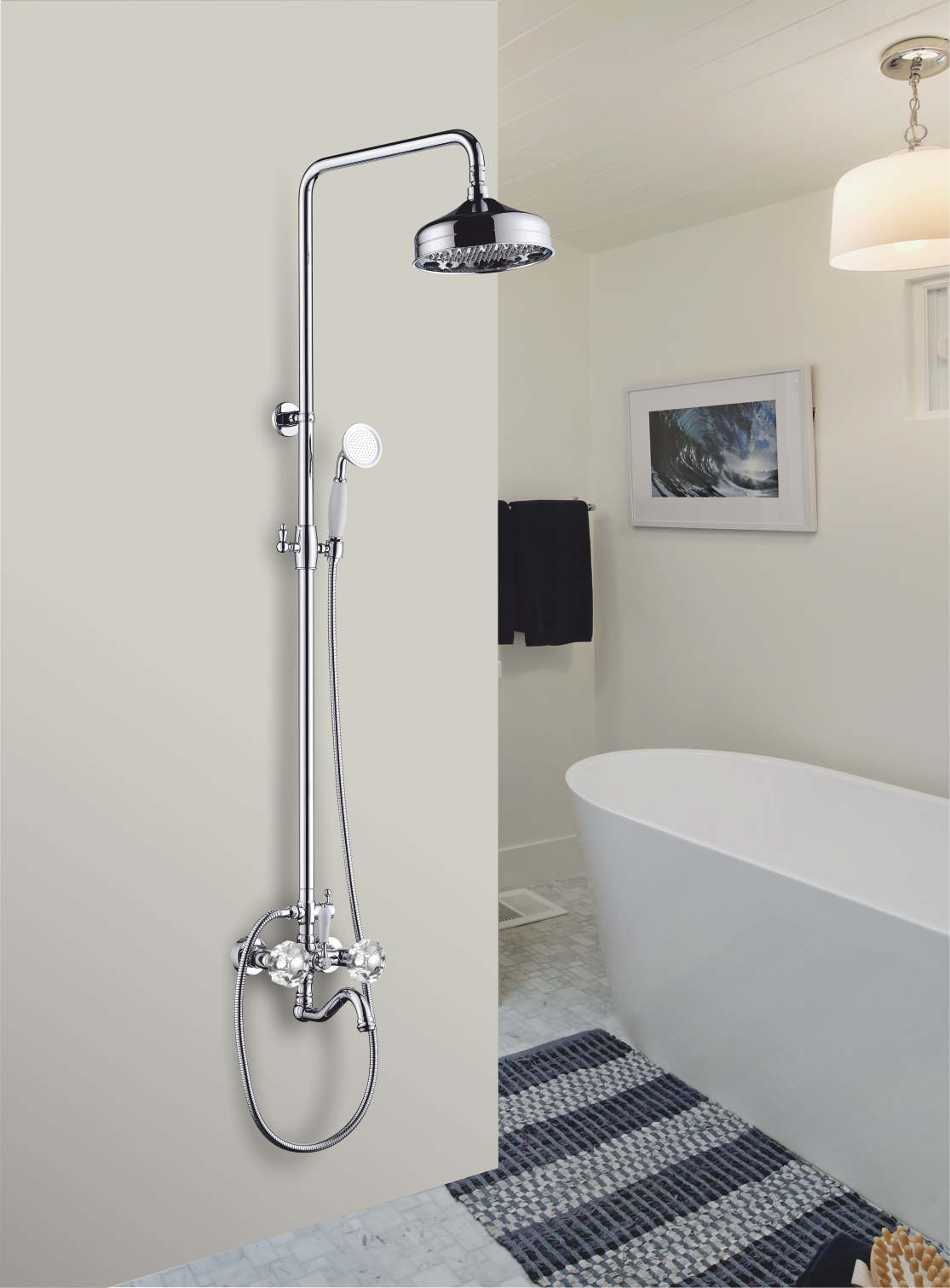 09062 Двухвентильный душевой рейлинг "GANZER"  (4/1шт)  Л/К