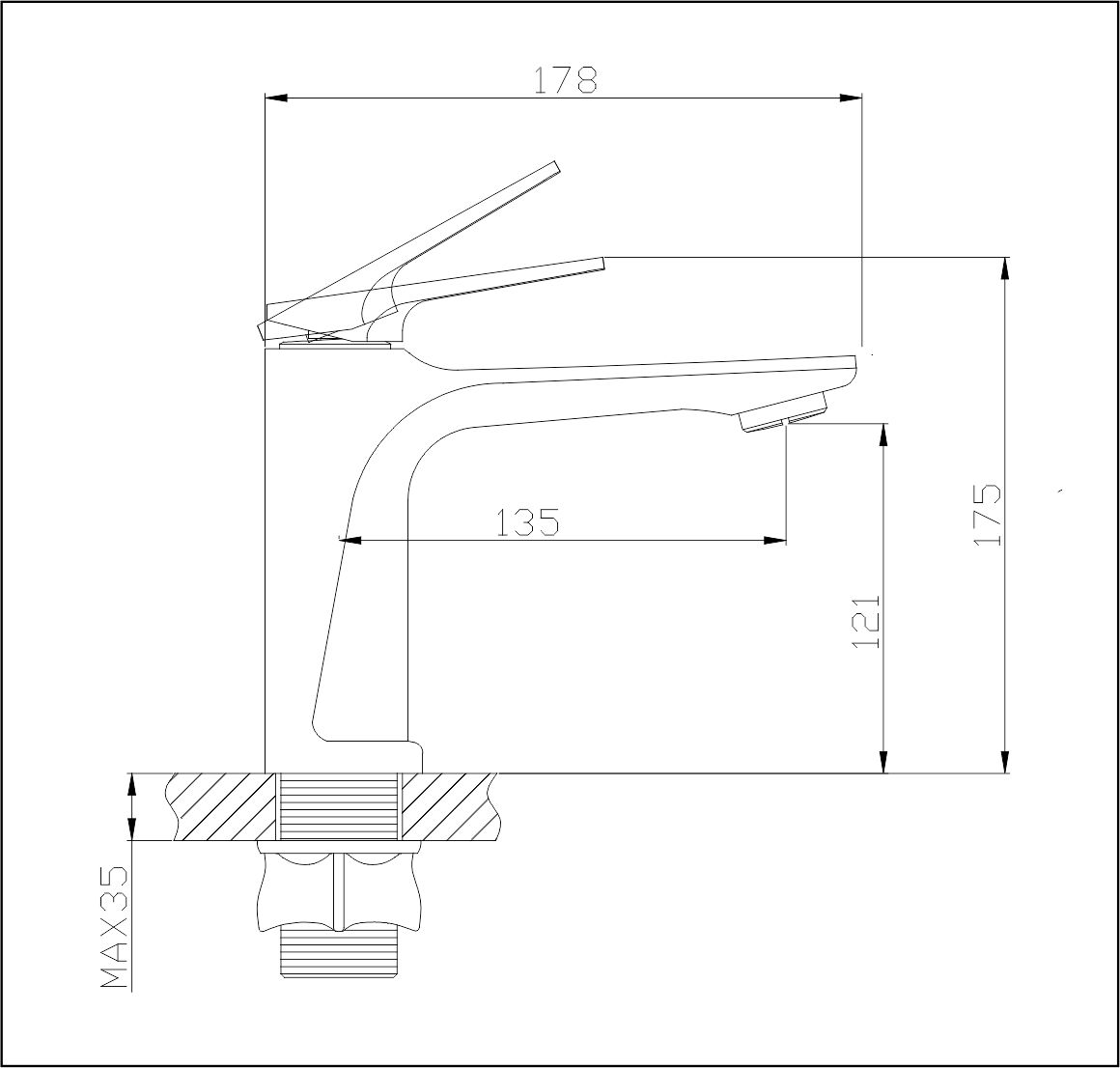 10020-S Смеситель для умывальника (Мат. Золото) HANSEN  (10/1шт)
