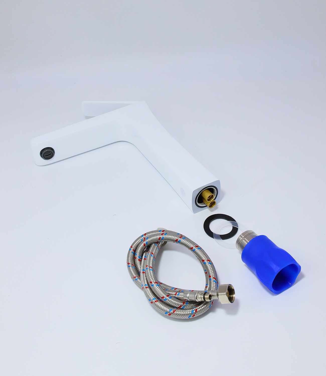 51012-F Смеситель для умыв. (ВЫС. бел.+хром)) "GANZER"  (10/1шт) Л/К