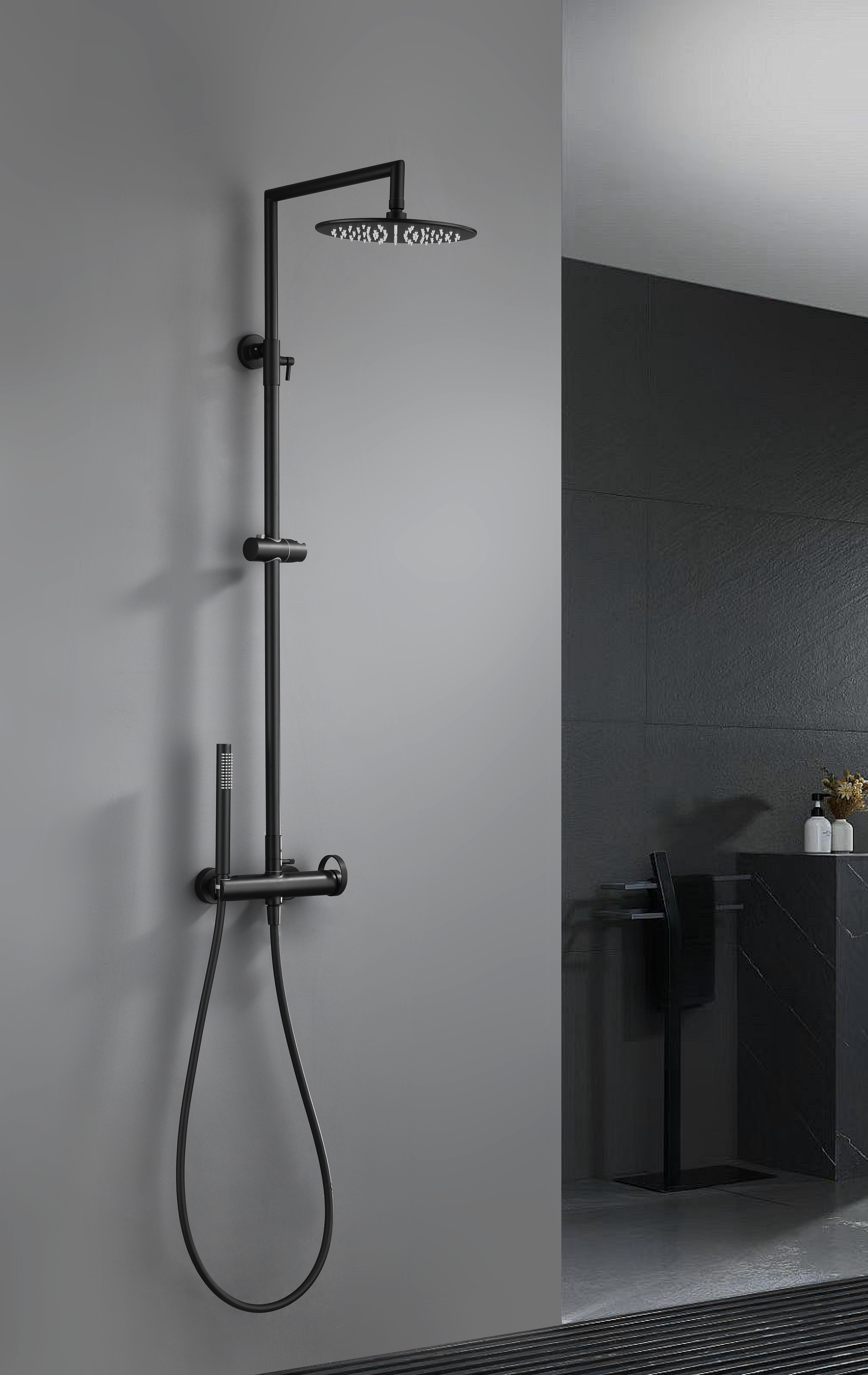 19160-C Душевая система без излива (ЧЕРНЫЙ) GANZER (5/1шт)