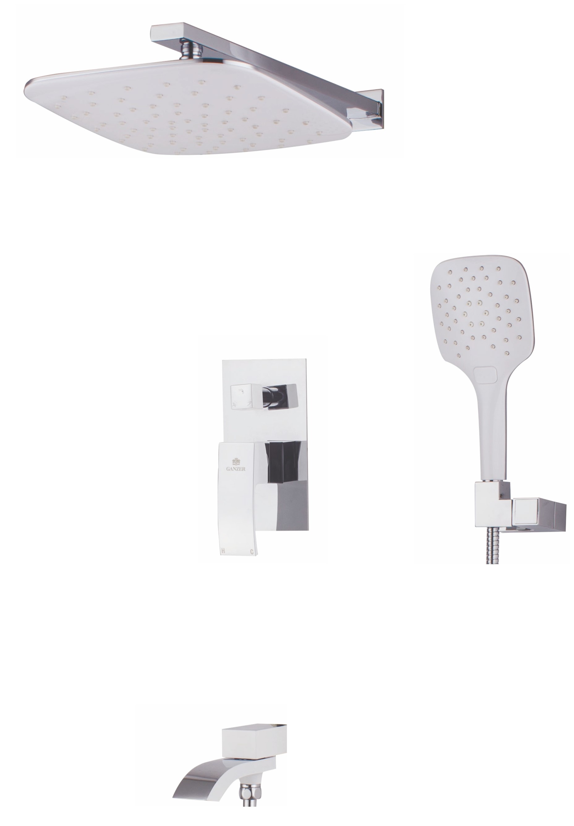 44065-F Встроенный смес для душа с 3-функ. (бел.+хром) "GANZER"  (5/1шт) Л/К