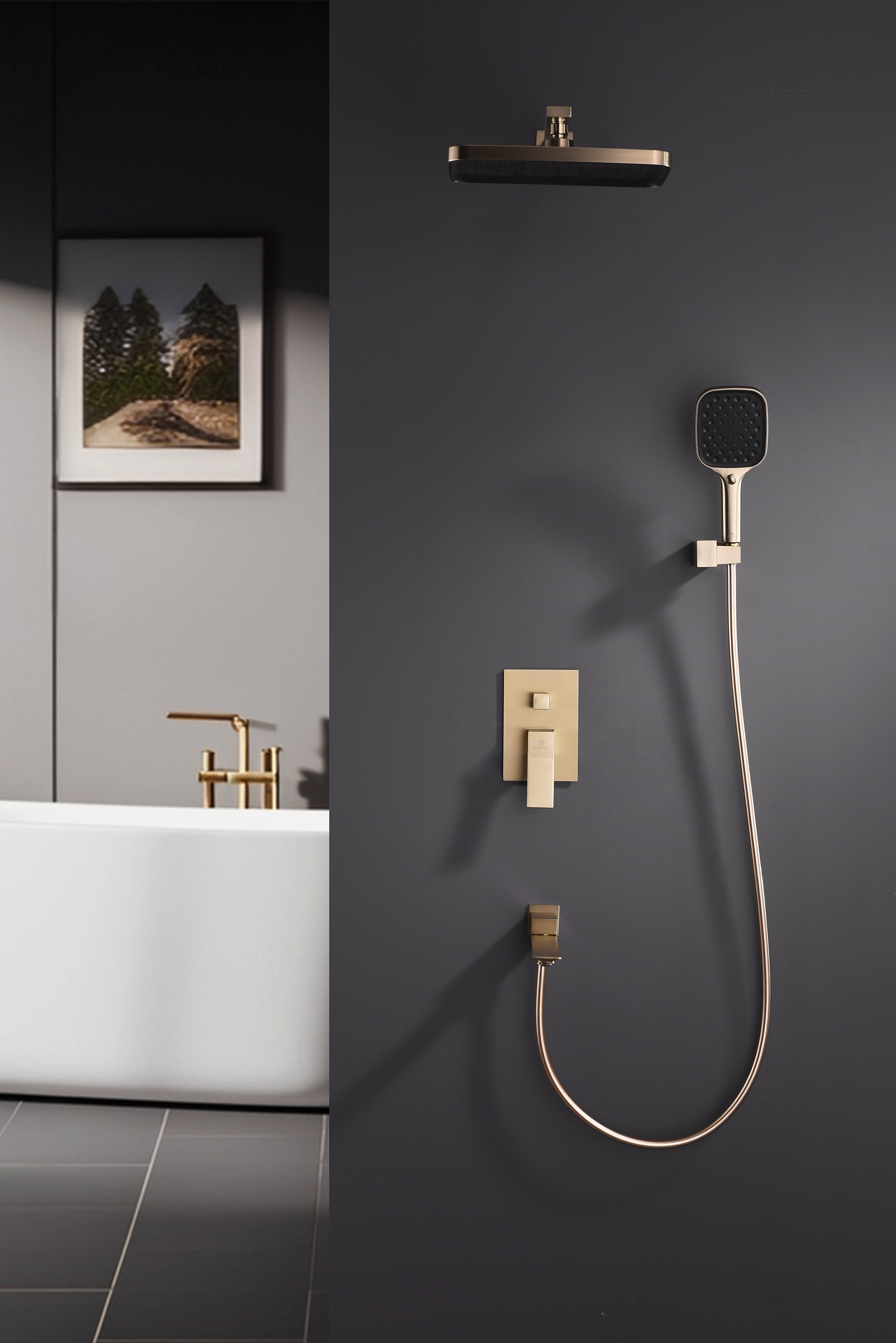 05165-S Смеситель встраиваемый для душа с 3-функ. (Мат. Золото) GANZER (6/1шт)