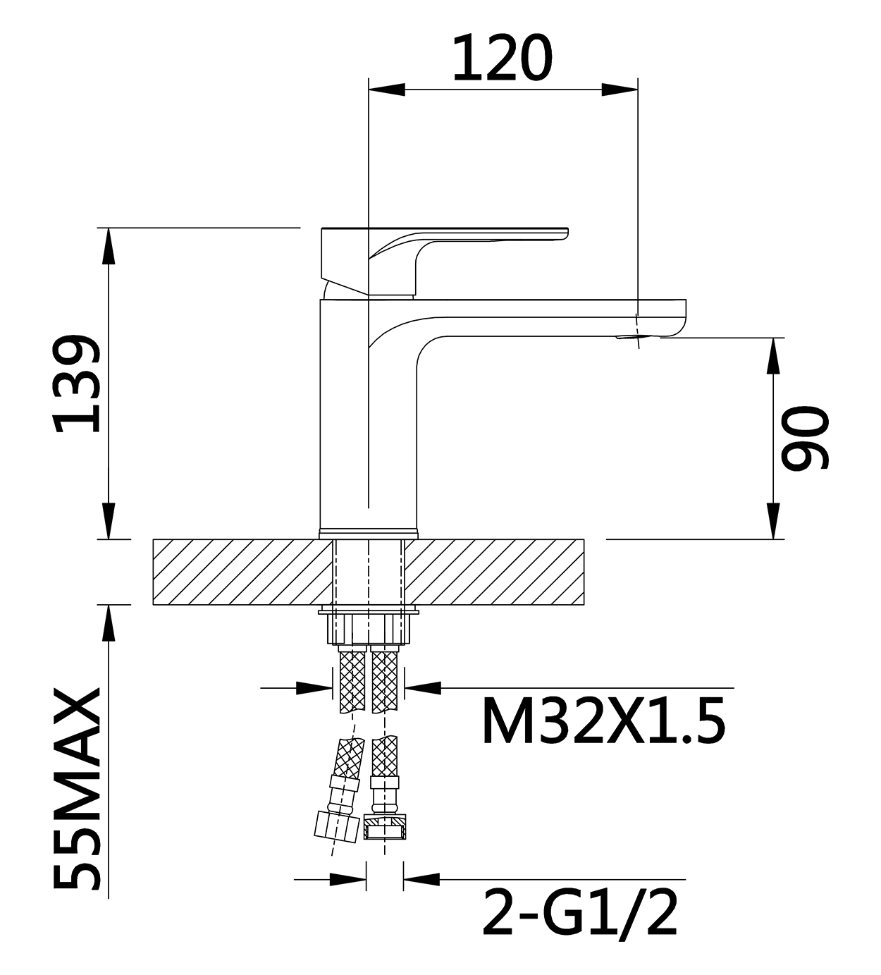 10016 Смеситель для умывальника (ХРОМ) HANSEN  (10/1шт)