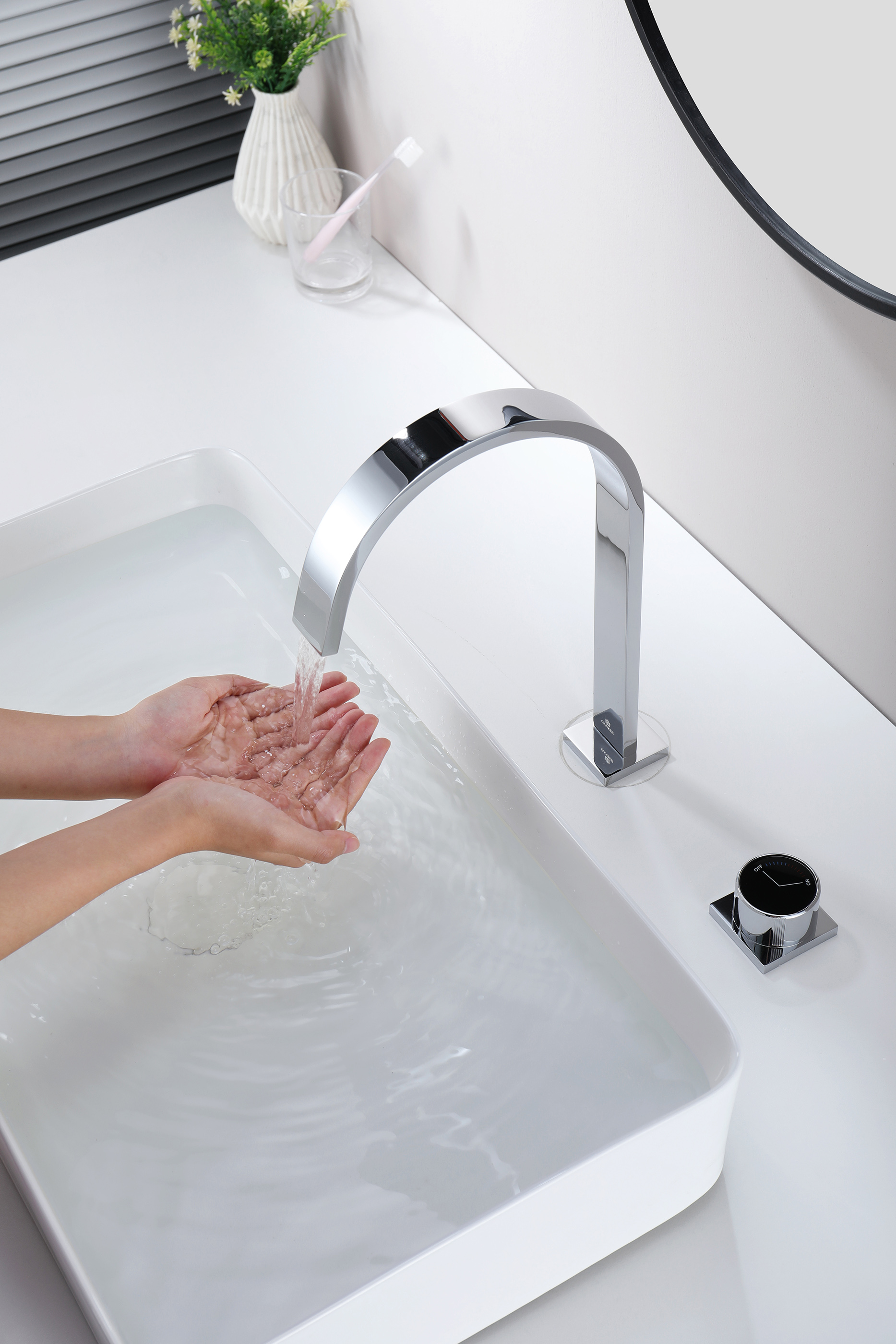 01112 Смеситель на борт раковины (2-отв,ХРОМ)  GANZER (10/1шт)