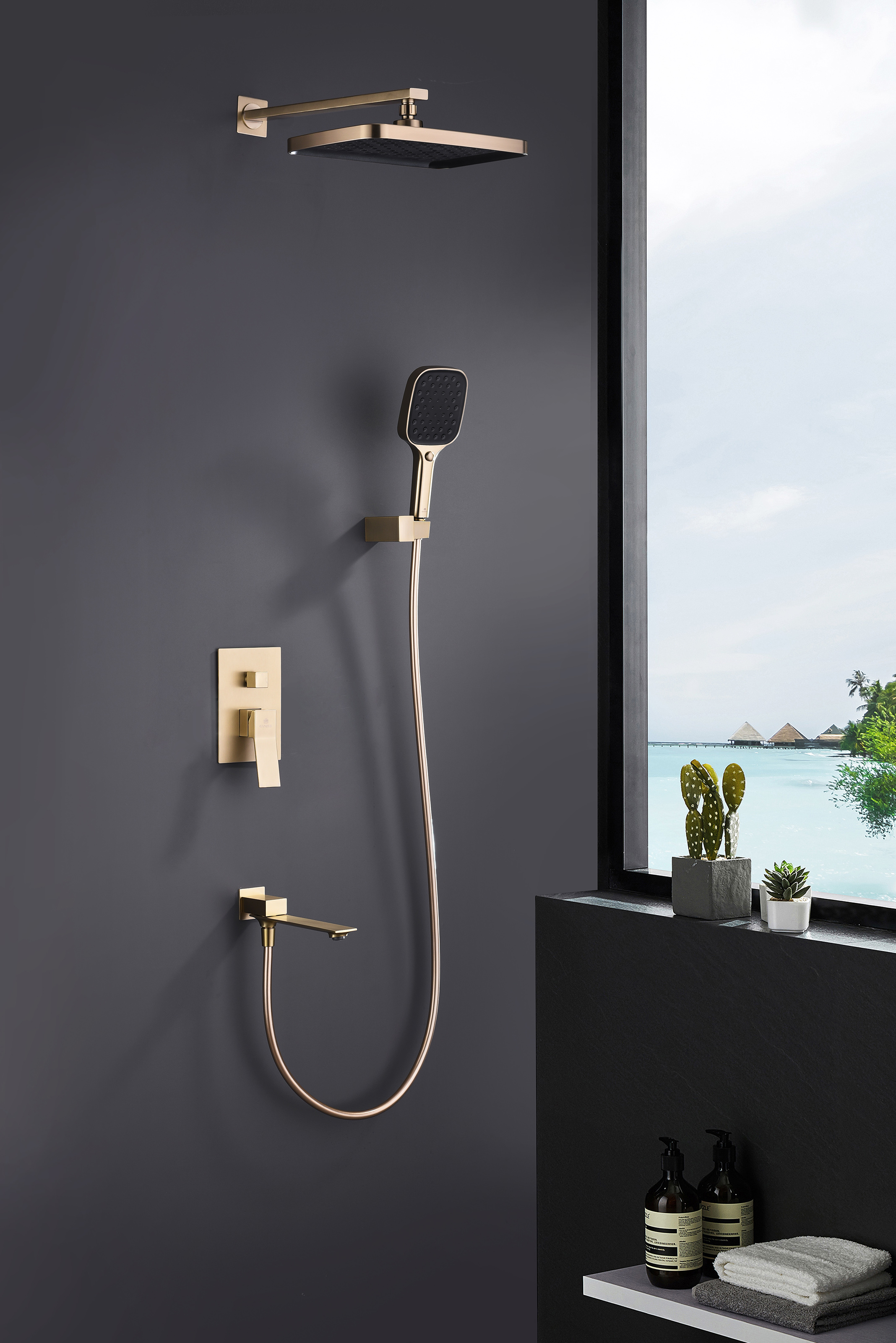 05165-S Смеситель встраиваемый для душа с 3-функ. (Мат. Золото) GANZER (6/1шт)