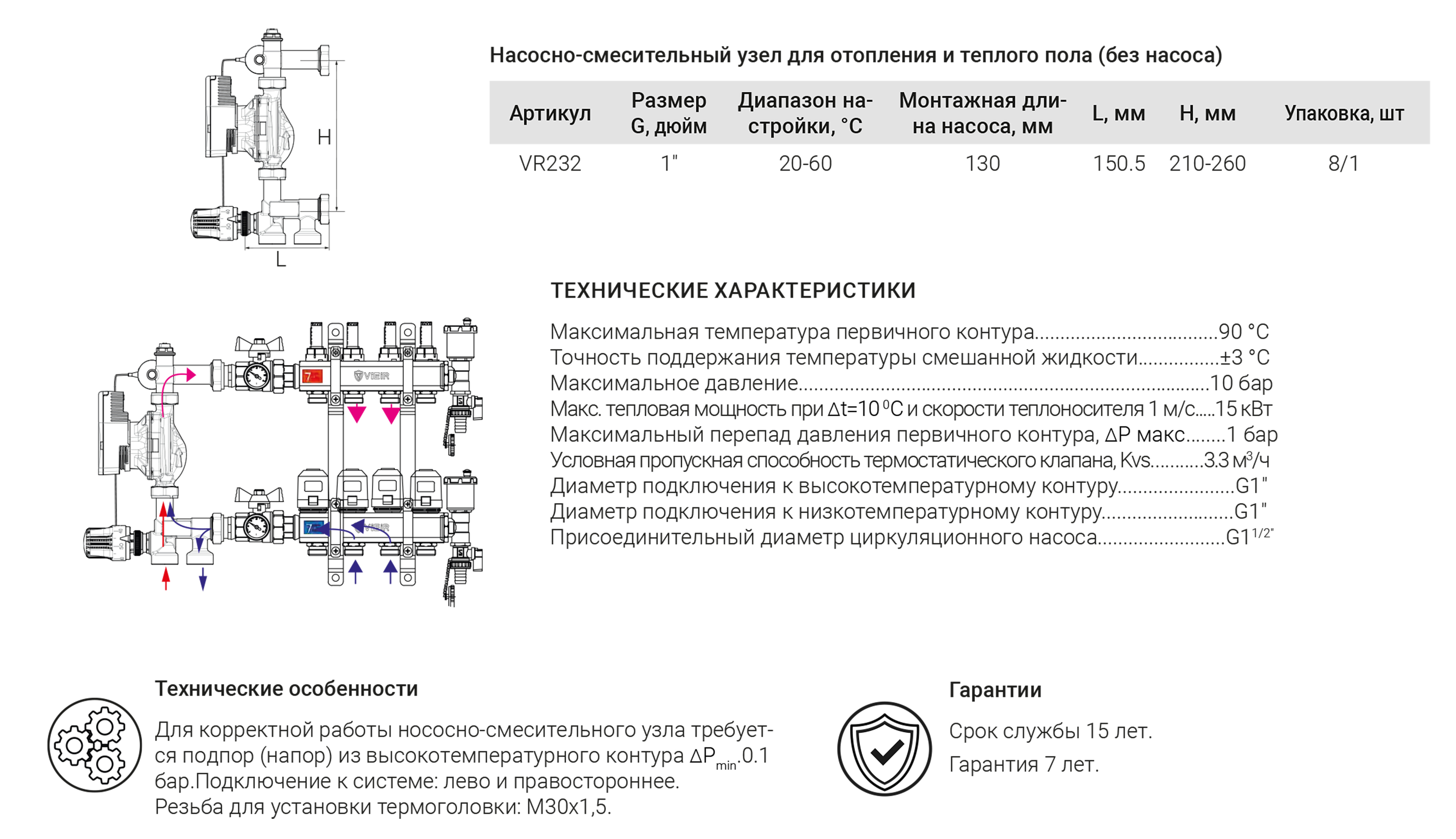 Насосно-смесительный узел для теплого пола ViEiR (10/1шт)