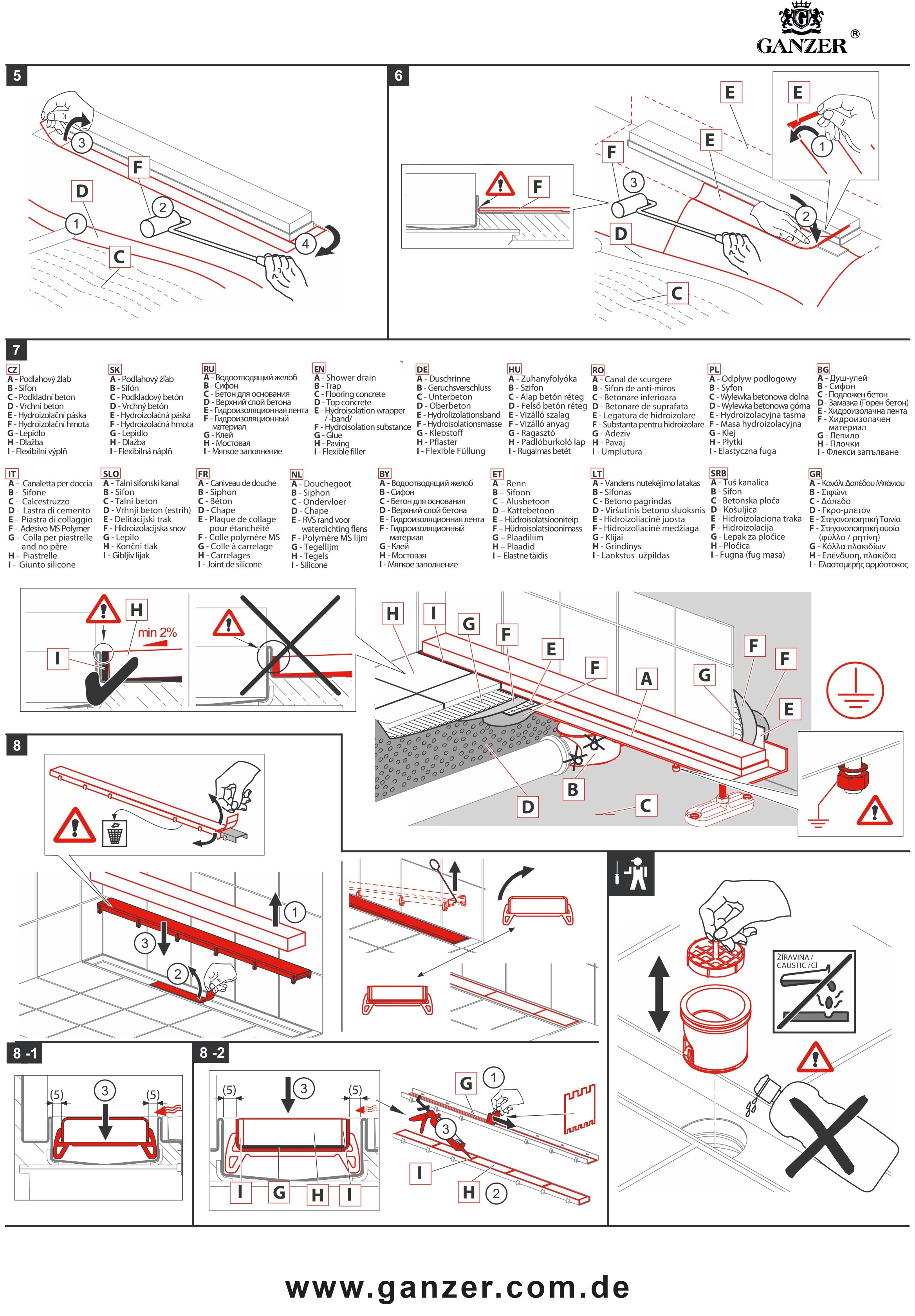 99160-C Трап щелевой 25х600мм (ЧЕРНЫЙ) GANZER  (4/1шт)