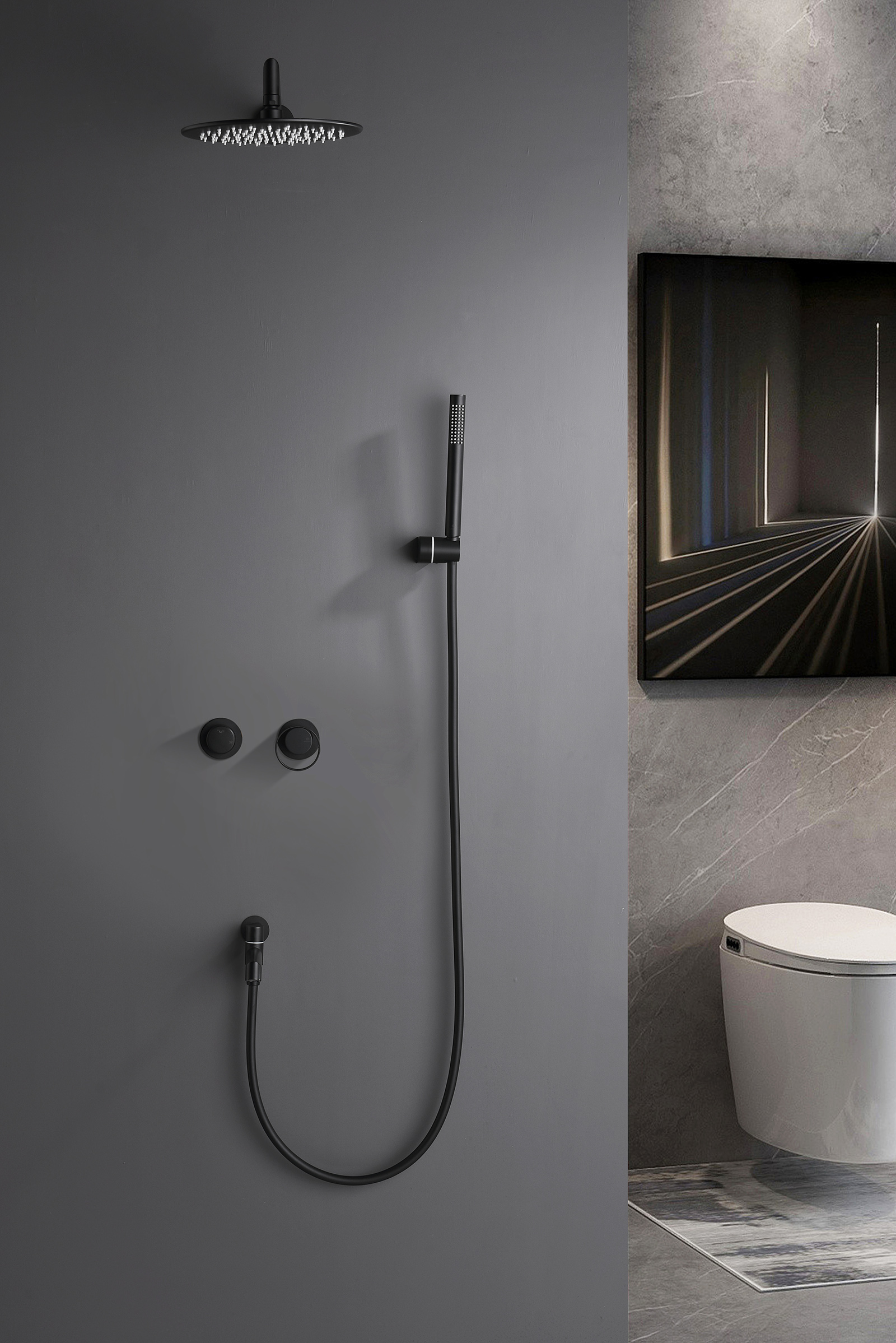 19165-C Смеситель встраиваемый для душа с 3-функ. (ЧЕРНЫЙ) GANZER (6/1шт)