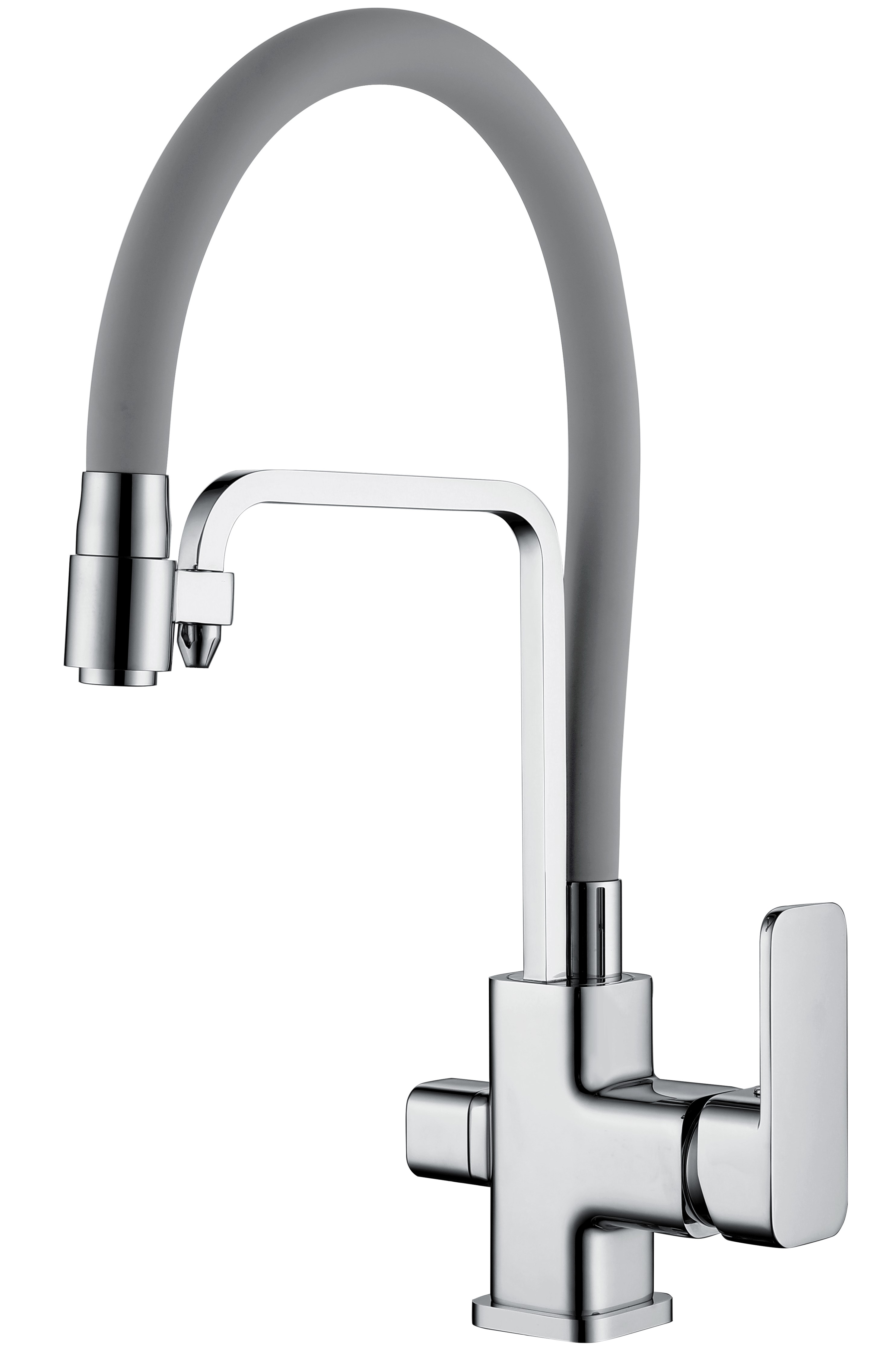 12026-H Смес. для кухни с гибким шлангом и под фильтр (СЕРЫЙ) GANZER (10/1шт) Л/К