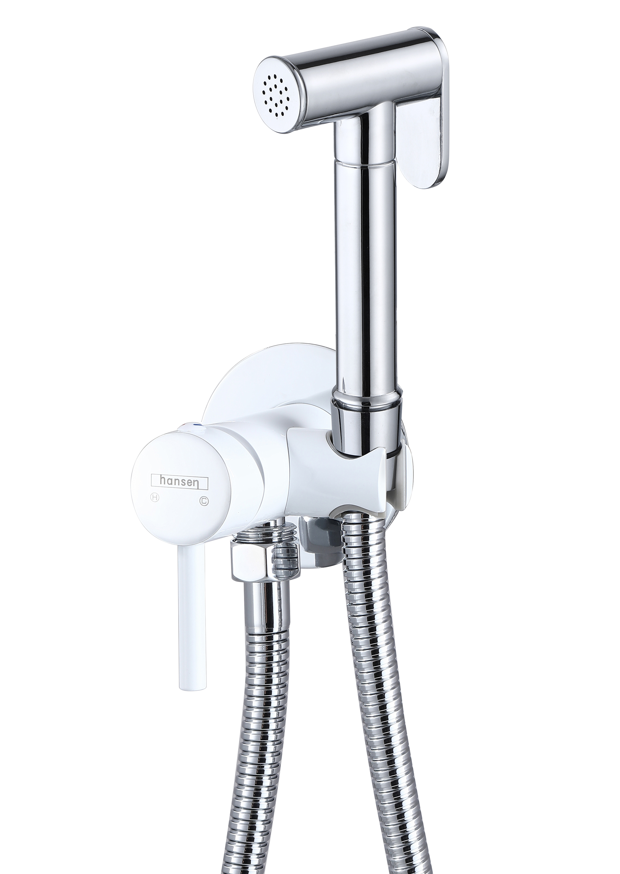 62205-F Комплект встраива. для биде (КРУГ.,ХРОМ/БЕЛЫЙ)  HANSEN (10/1шт)