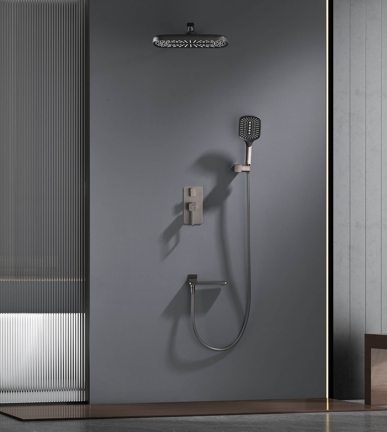 12165-Q Смеситель встраиваемый для душа с 3-функ. (ГРАФИТ) GANZER (6/1шт)